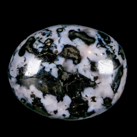 1.7" Natural Gabbro Polished Palm Stone Mineral Calcium Plagioclase Madagascar - Fossil Age Minerals