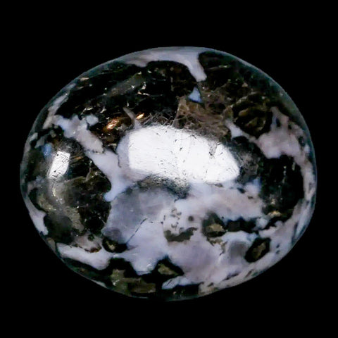 1.7" Natural Gabbro Polished Palm Stone Mineral Calcium Plagioclase Madagascar - Fossil Age Minerals
