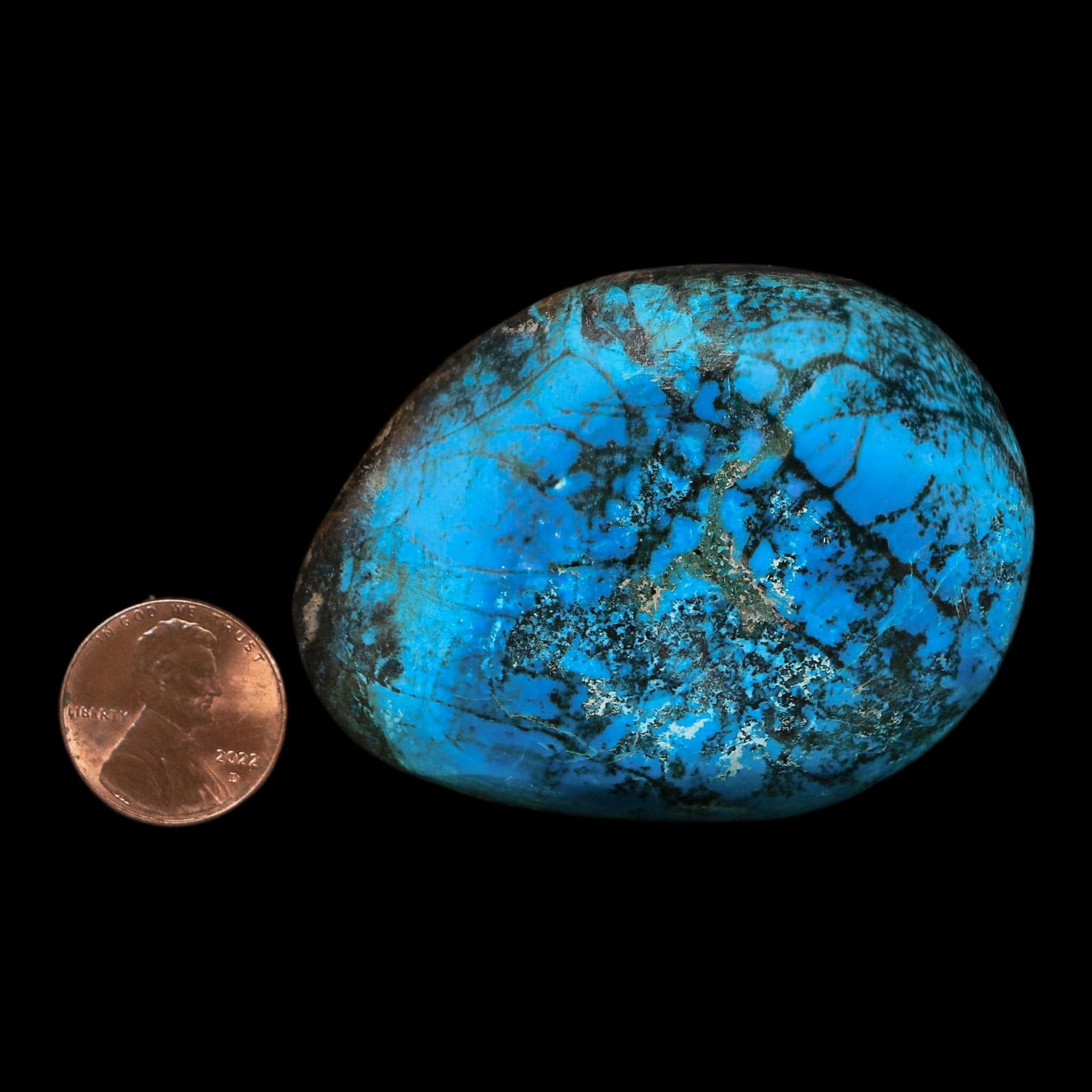 2.4" Chrysocolla Palm Stone Polished Free Form Blue And Teal Color Location Peru