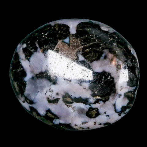 1.7" Natural Gabbro Polished Palm Stone Mineral Calcium Plagioclase Madagascar - Fossil Age Minerals