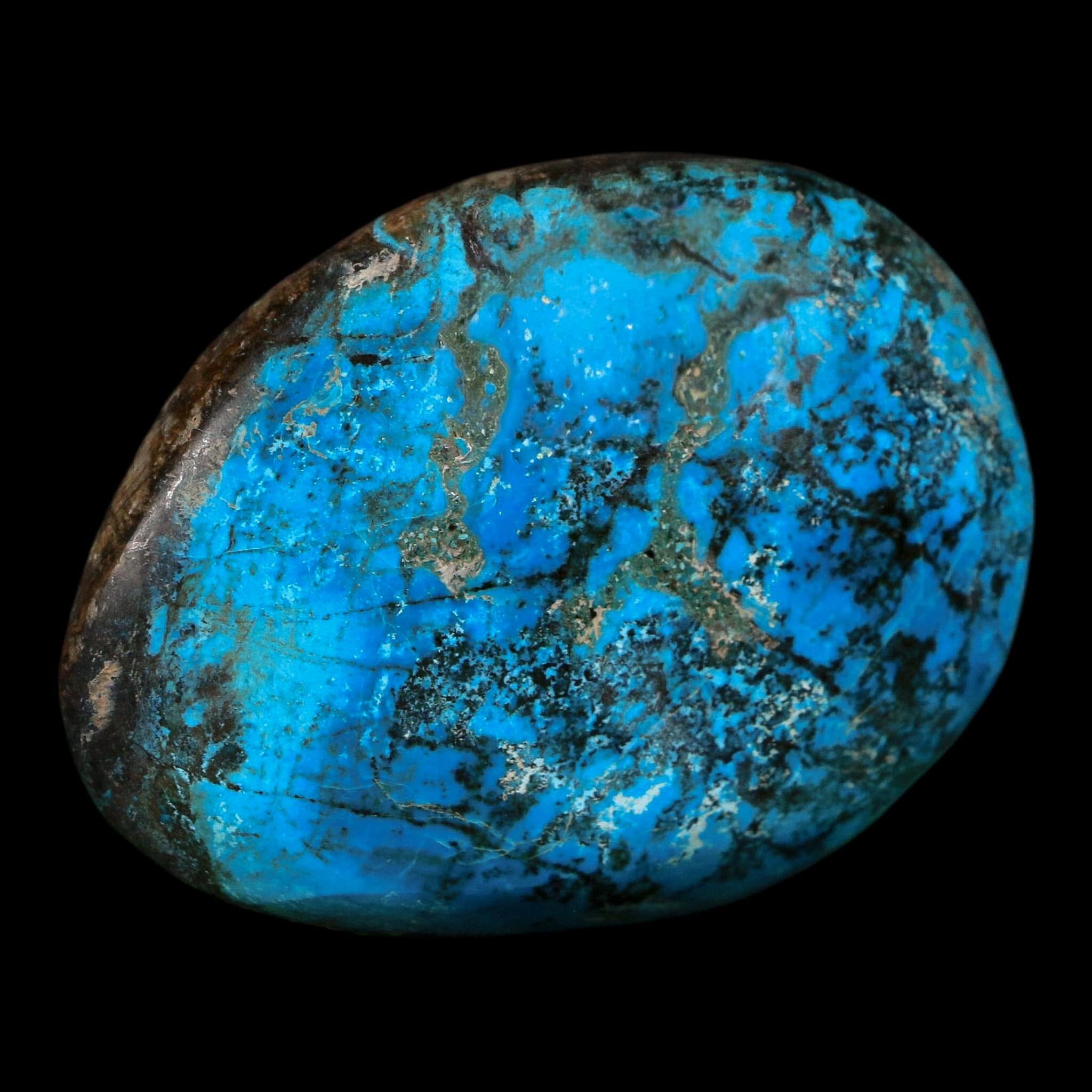 2.4" Chrysocolla Palm Stone Polished Free Form Blue And Teal Color Location Peru