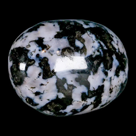 1.8" Natural Gabbro Polished Palm Stone Mineral Calcium Plagioclase Madagascar - Fossil Age Minerals