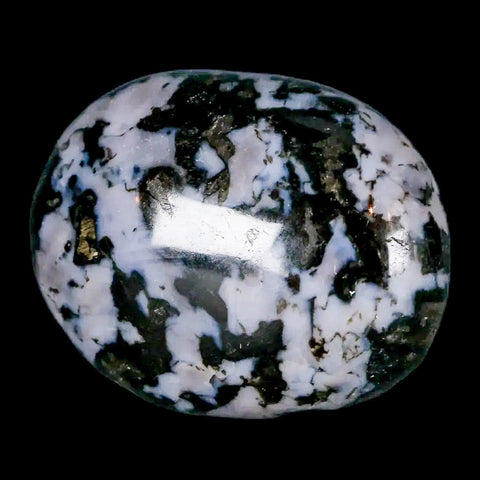 1.8" Natural Gabbro Polished Palm Stone Mineral Calcium Plagioclase Madagascar - Fossil Age Minerals