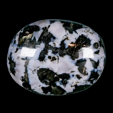 1.8" Natural Gabbro Polished Palm Stone Mineral Calcium Plagioclase Madagascar - Fossil Age Minerals