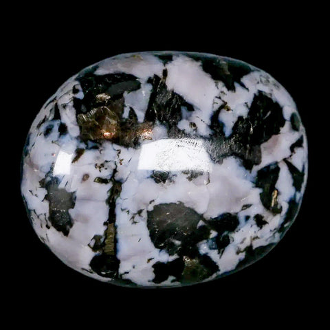 1.8" Natural Gabbro Polished Palm Stone Mineral Calcium Plagioclase Madagascar - Fossil Age Minerals