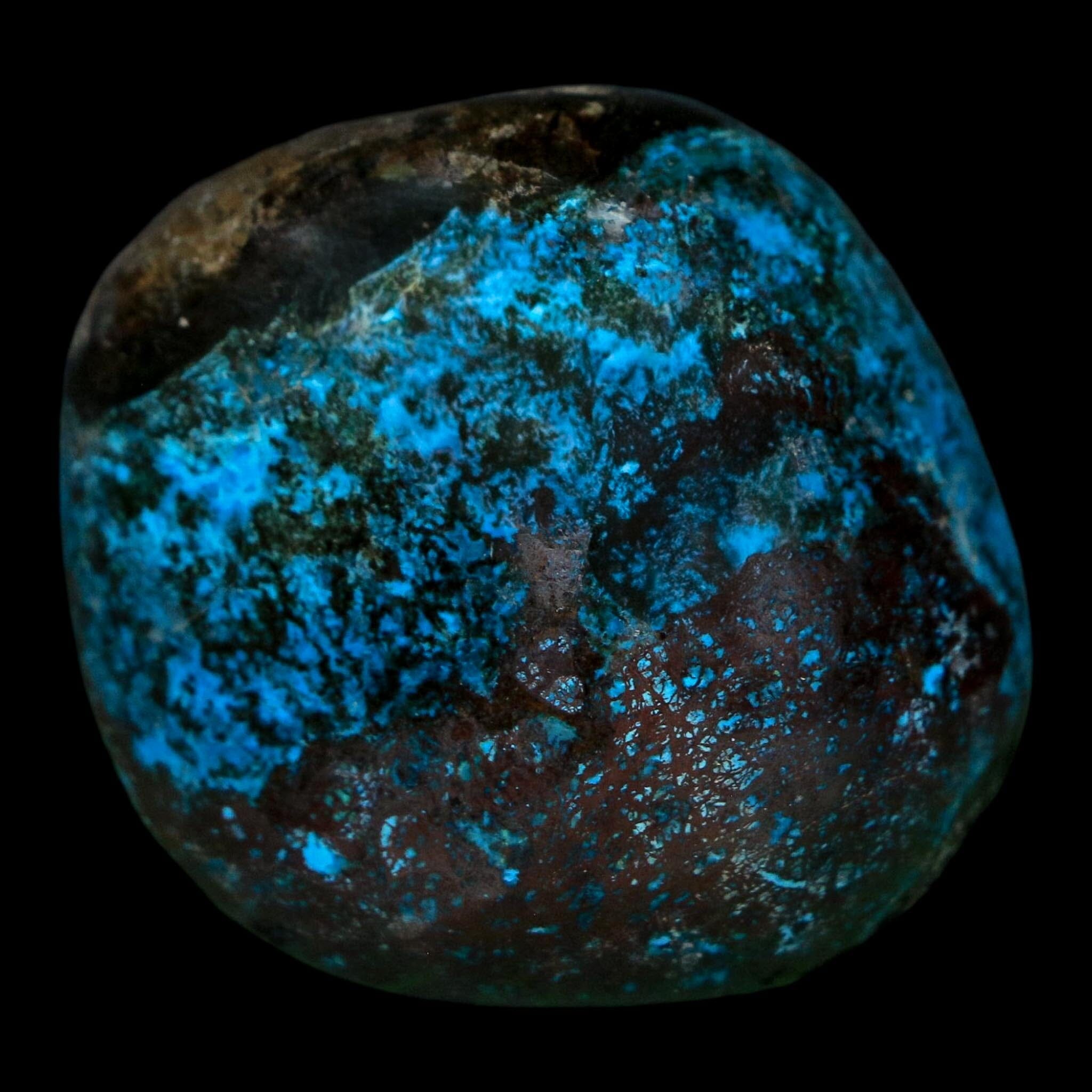 1.5" Chrysocolla Palm Stone Polished Free Form Blue And Teal Color Location Peru