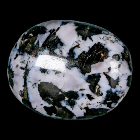1.8" Natural Gabbro Polished Palm Stone Mineral Calcium Plagioclase Madagascar - Fossil Age Minerals