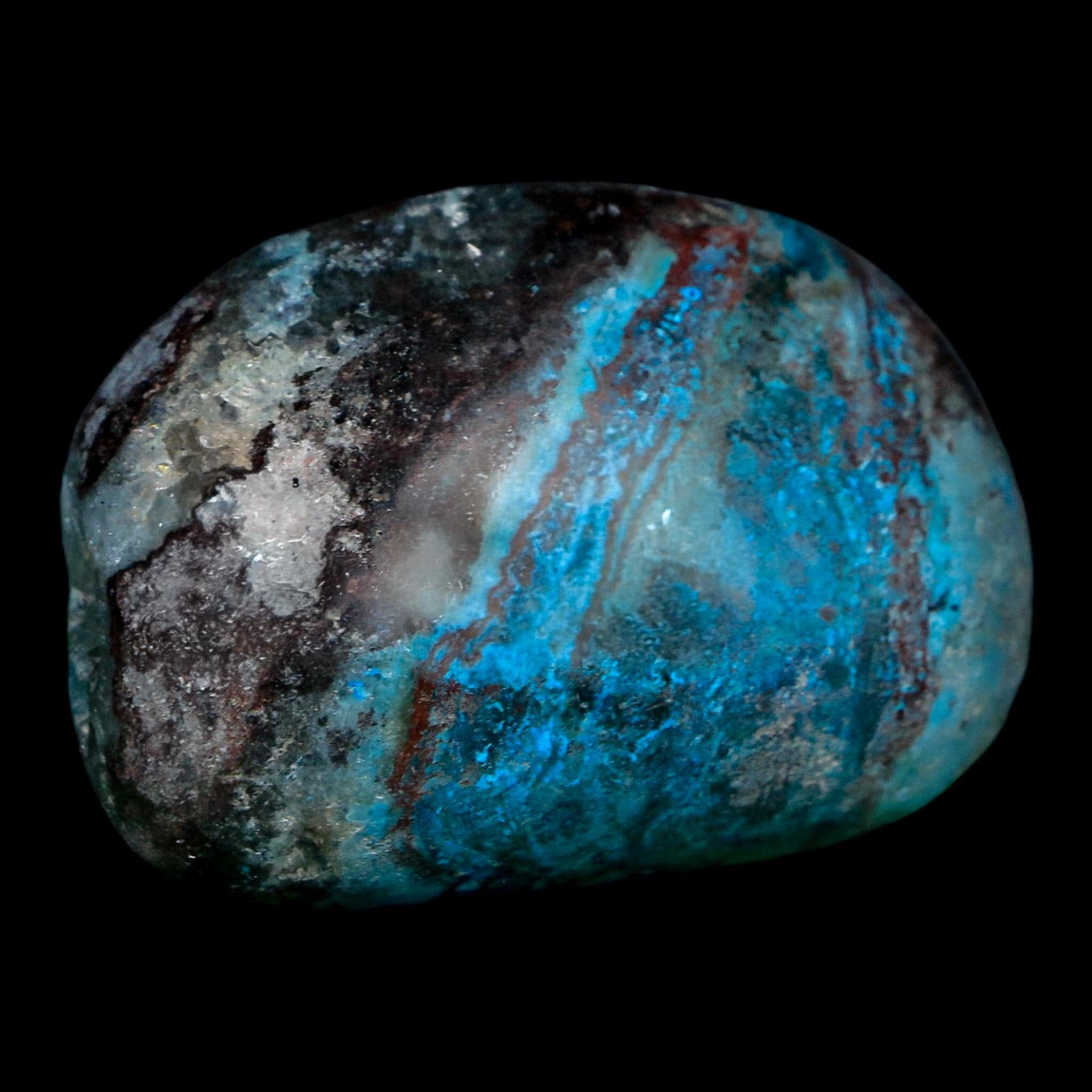 1.8" Chrysocolla Palm Stone Polished Free Form Blue And Teal Color Location Peru