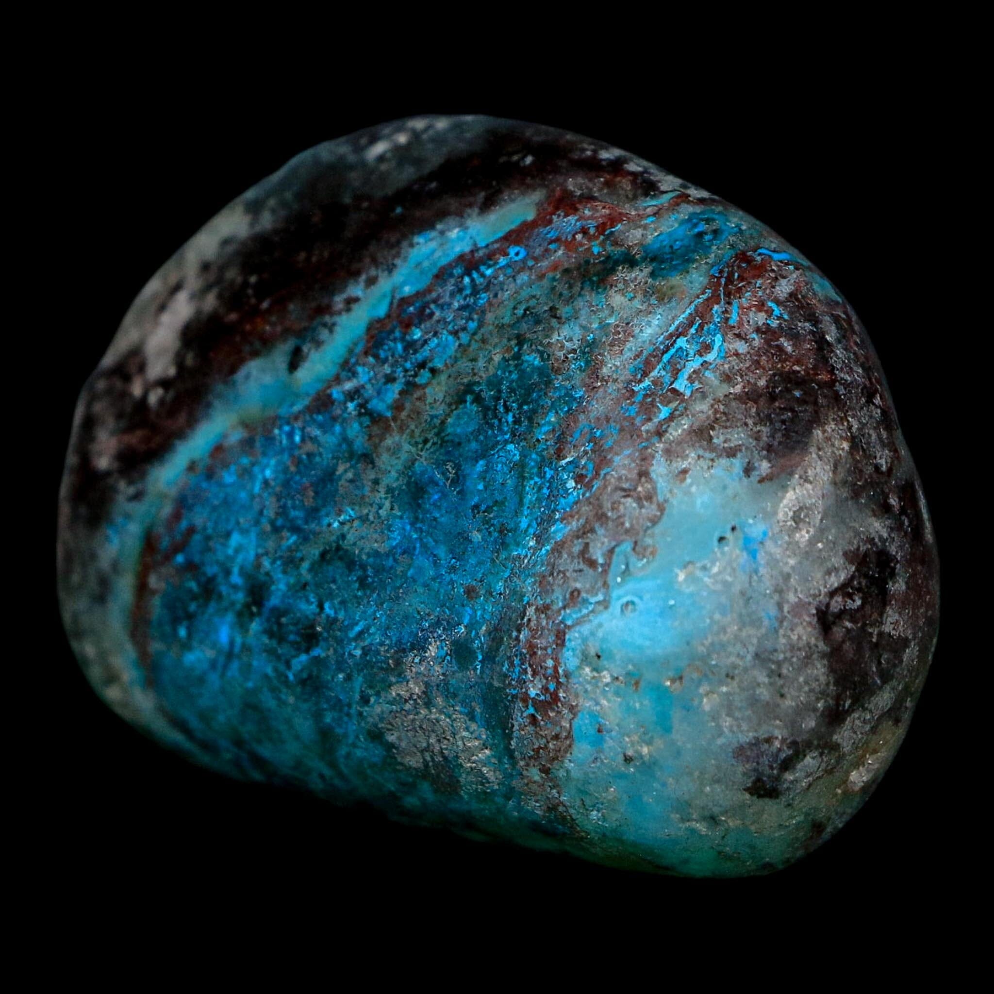 1.8" Chrysocolla Palm Stone Polished Free Form Blue And Teal Color Location Peru