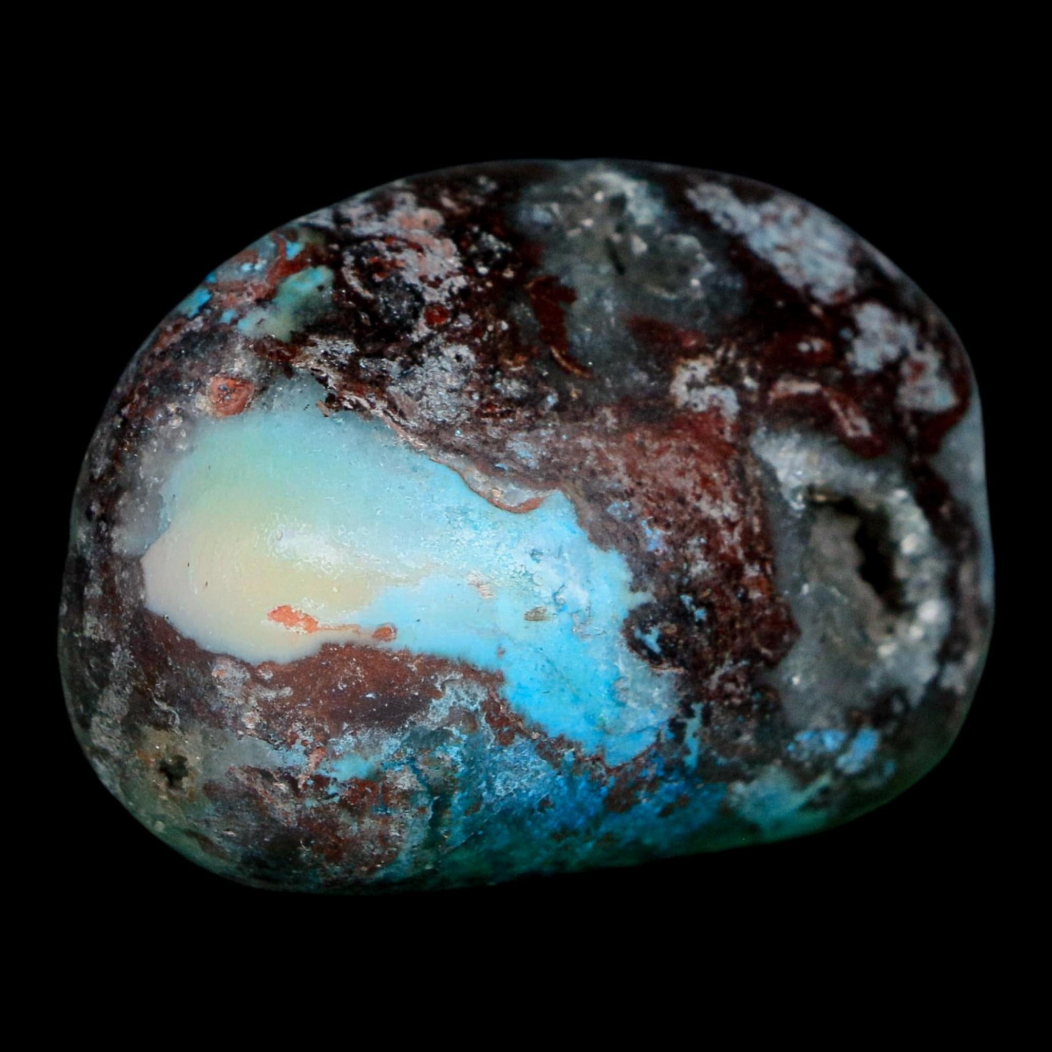 1.8" Chrysocolla Palm Stone Polished Free Form Blue And Teal Color Location Peru