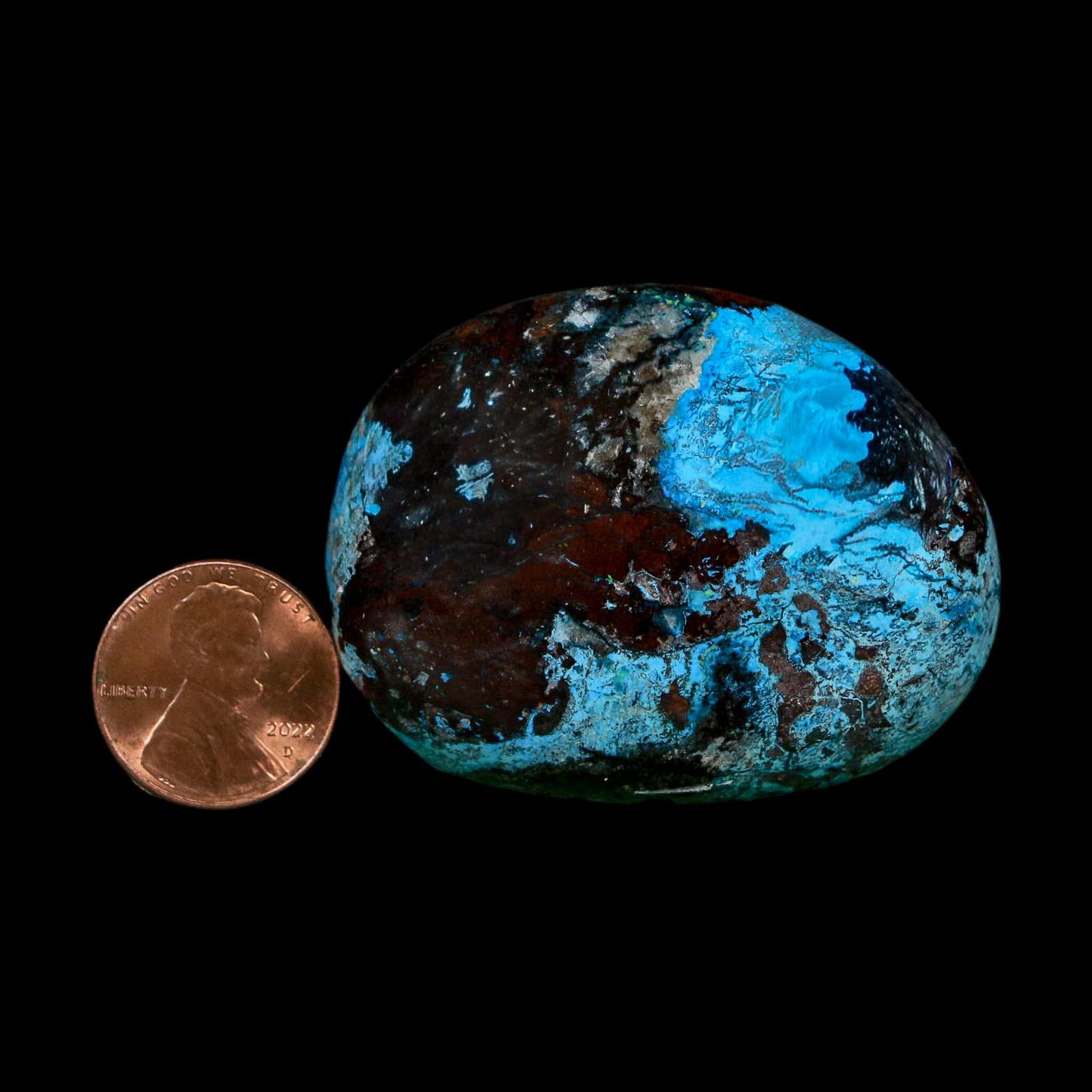 2" Chrysocolla Palm Stone Polished Free Form Blue And Teal Color Location Peru