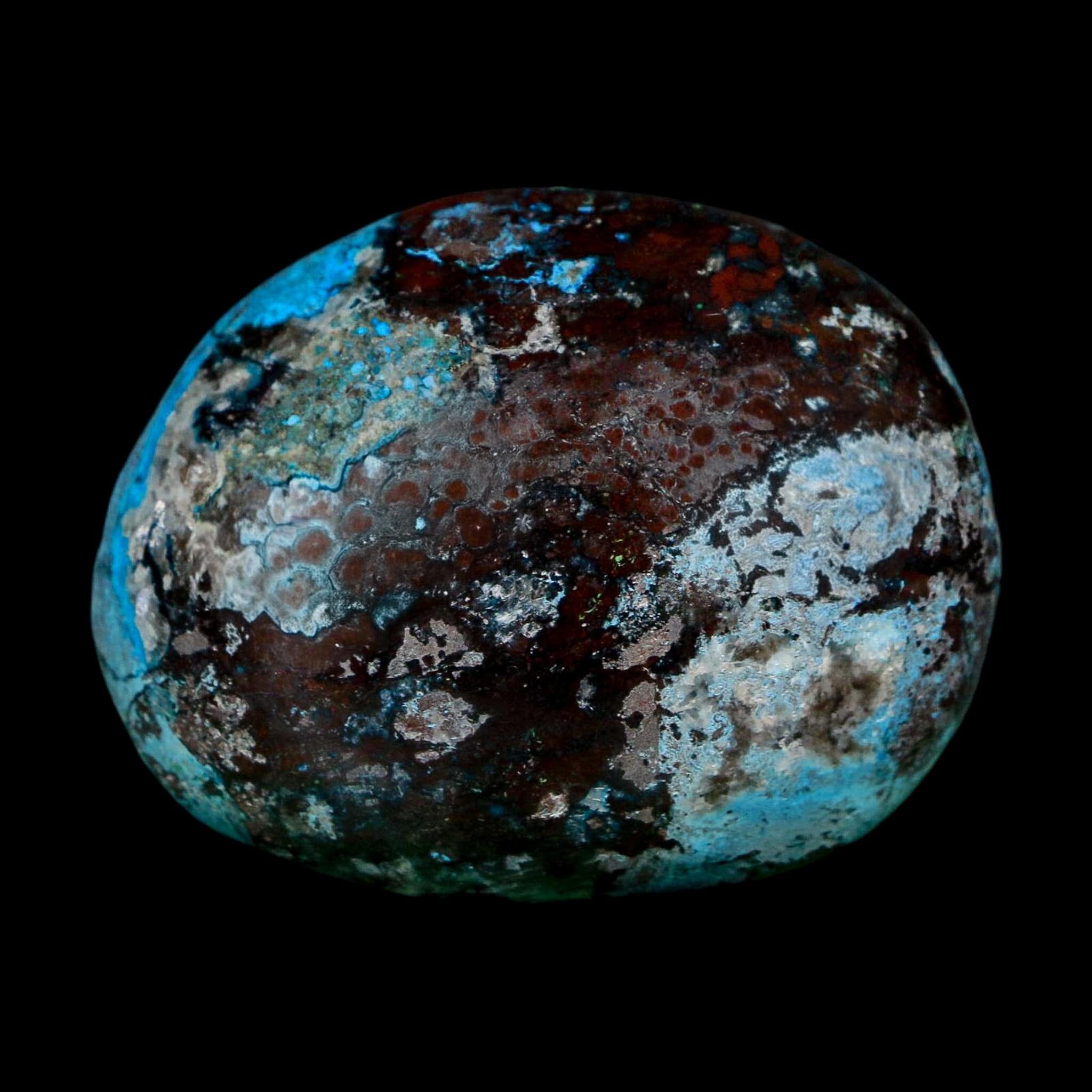 2" Chrysocolla Palm Stone Polished Free Form Blue And Teal Color Location Peru