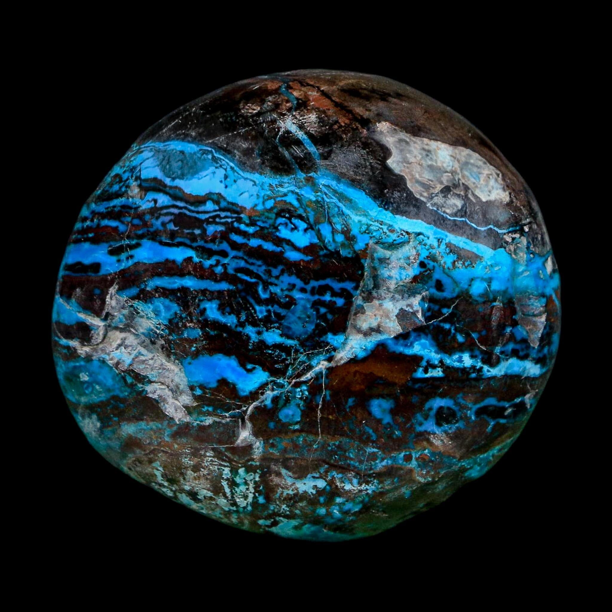 1.7" Chrysocolla Palm Stone Polished Free Form Blue And Teal Color Location Peru