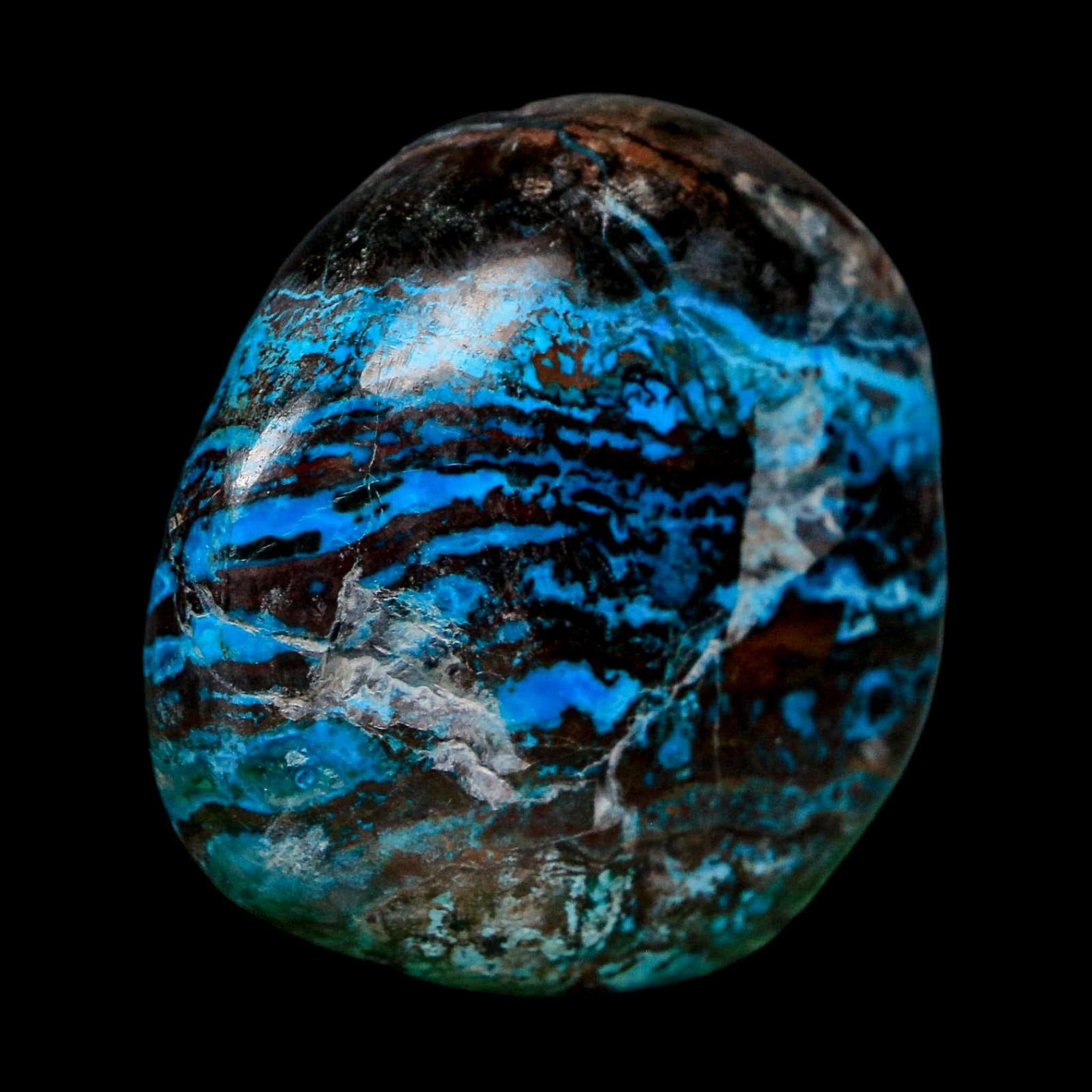 1.7" Chrysocolla Palm Stone Polished Free Form Blue And Teal Color Location Peru