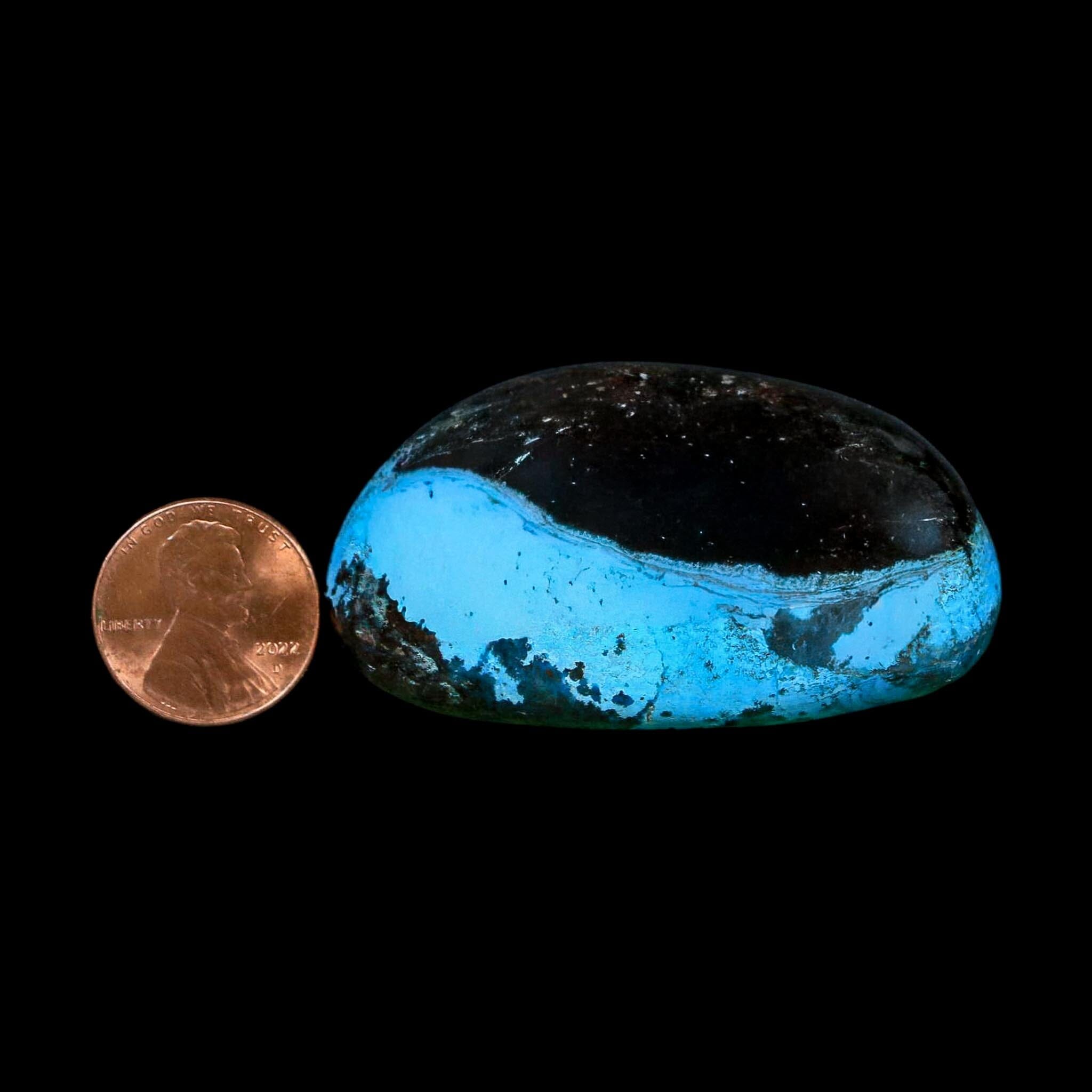 2.2" Chrysocolla Palm Stone Polished Free Form Blue And Teal Color Location Peru