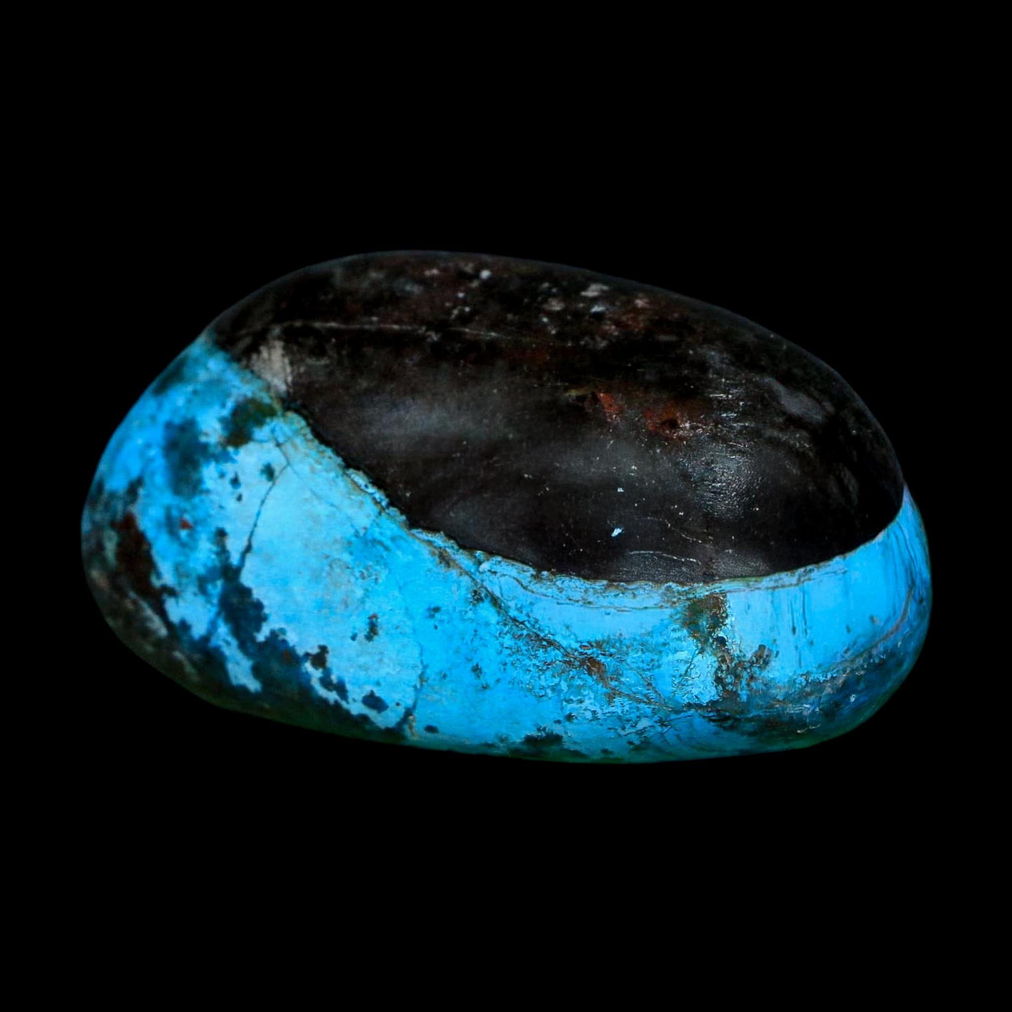 2.2" Chrysocolla Palm Stone Polished Free Form Blue And Teal Color Location Peru