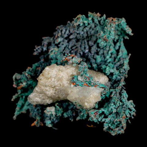 1.4" Rough Native Copper And Crystal Quartz Matrix Mineral Specimen Morocco - Fossil Age Minerals