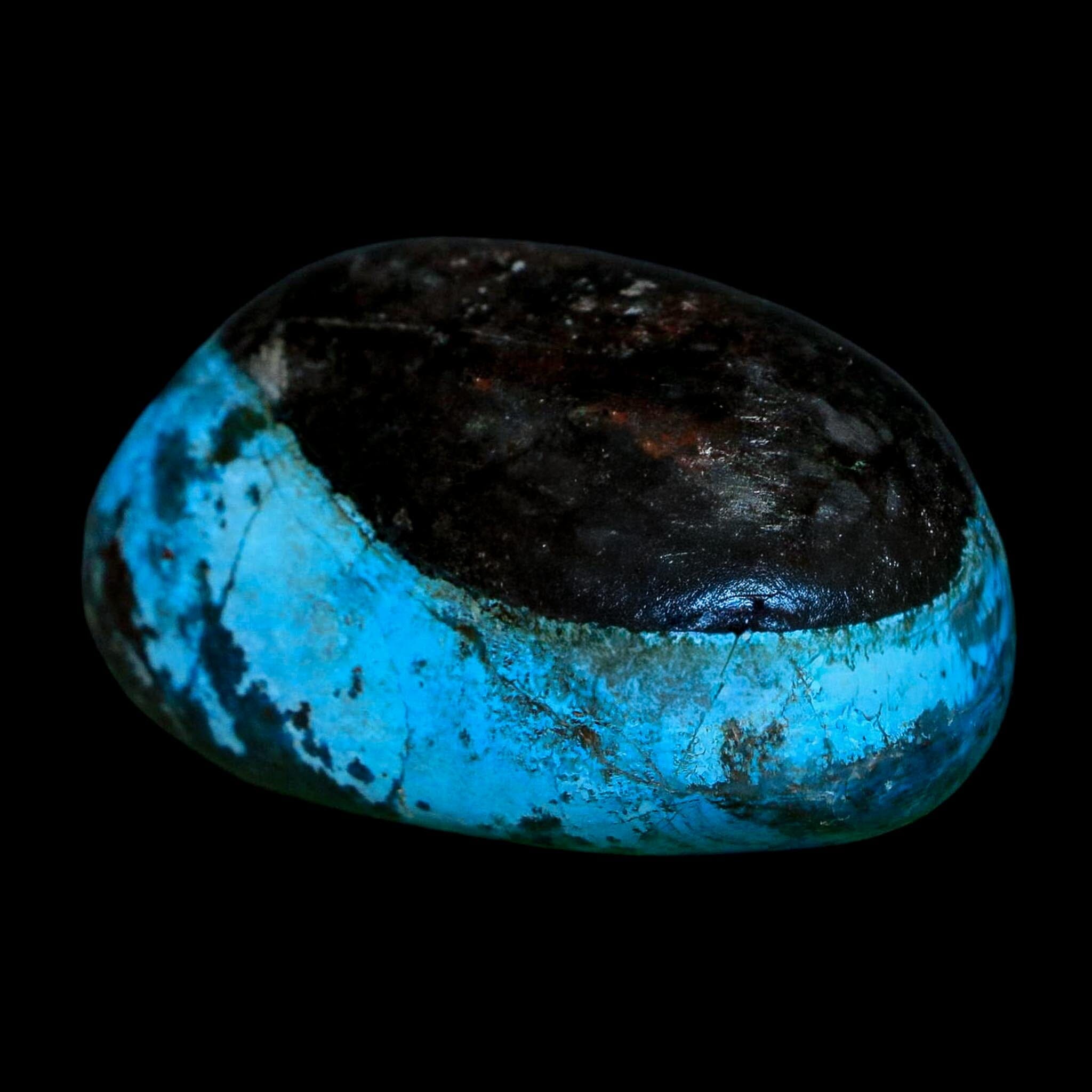 2.2" Chrysocolla Palm Stone Polished Free Form Blue And Teal Color Location Peru