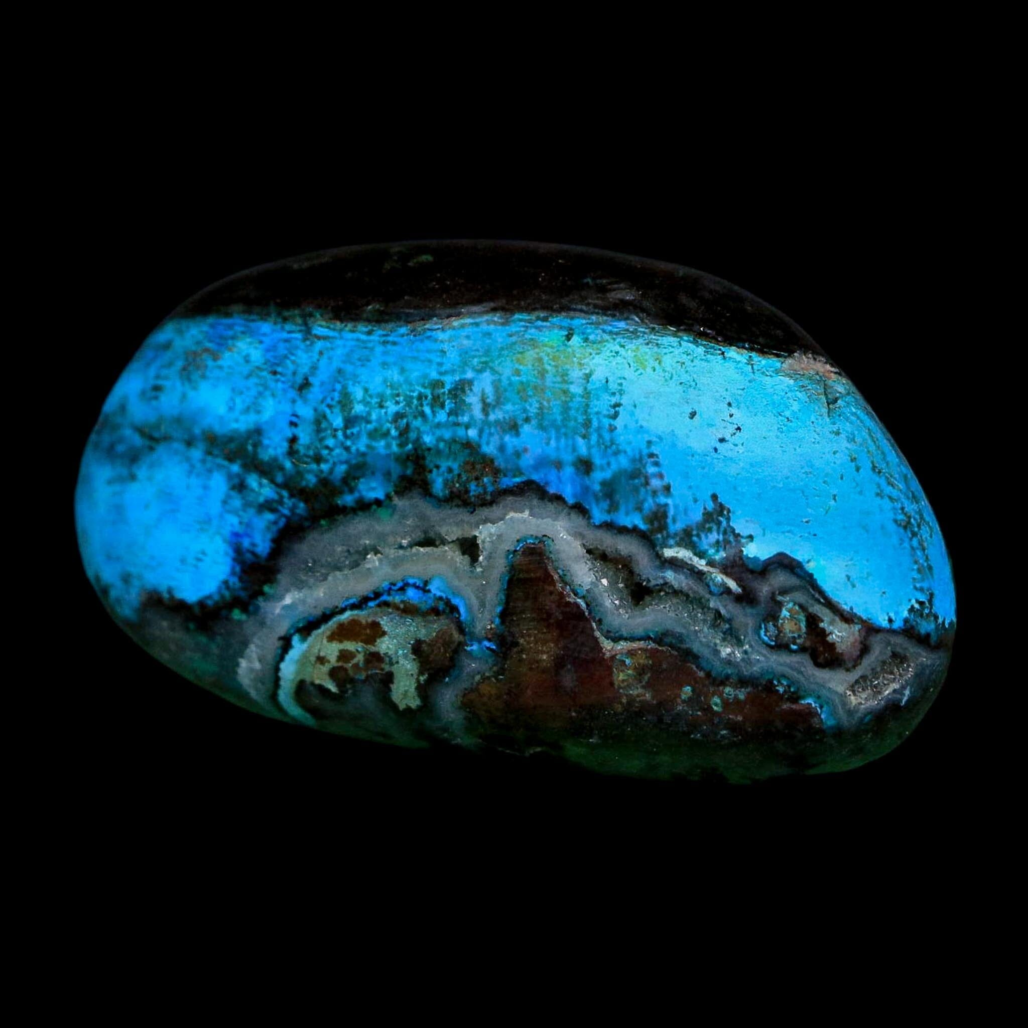 2.2" Chrysocolla Palm Stone Polished Free Form Blue And Teal Color Location Peru
