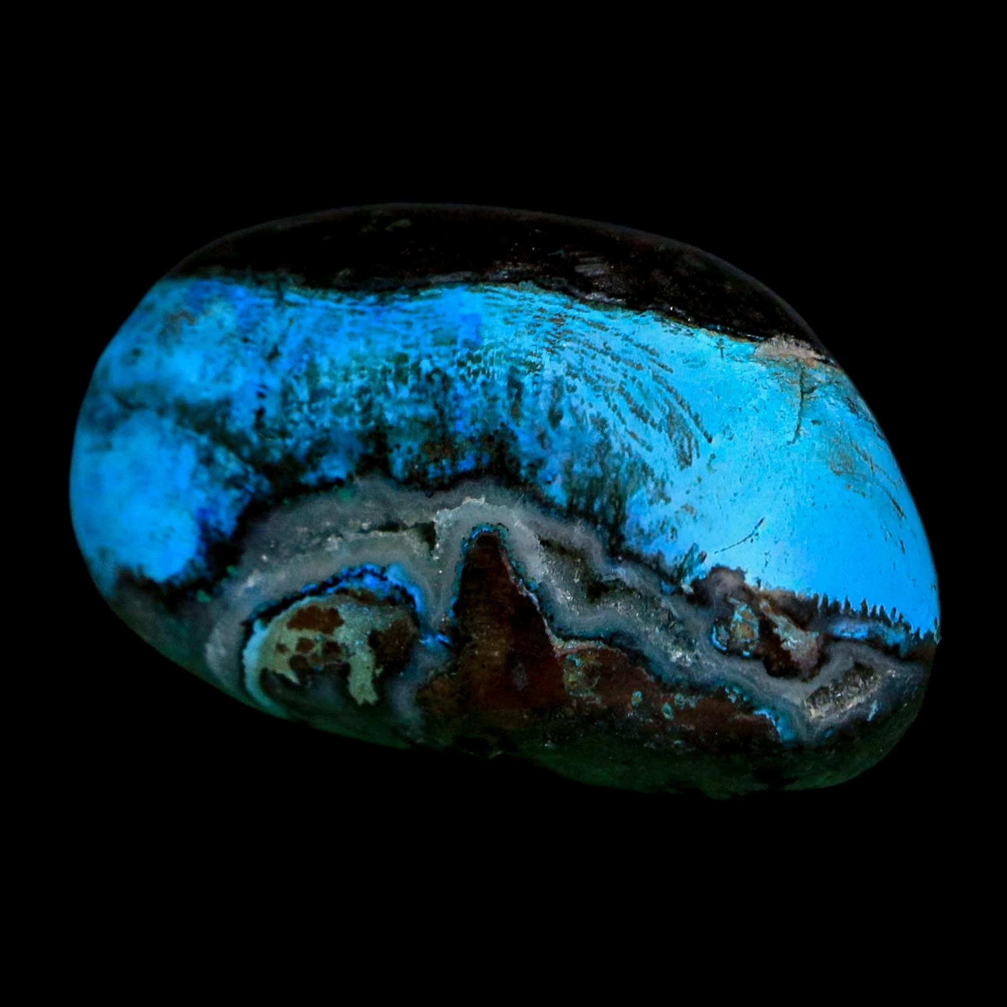 2.2" Chrysocolla Palm Stone Polished Free Form Blue And Teal Color Location Peru