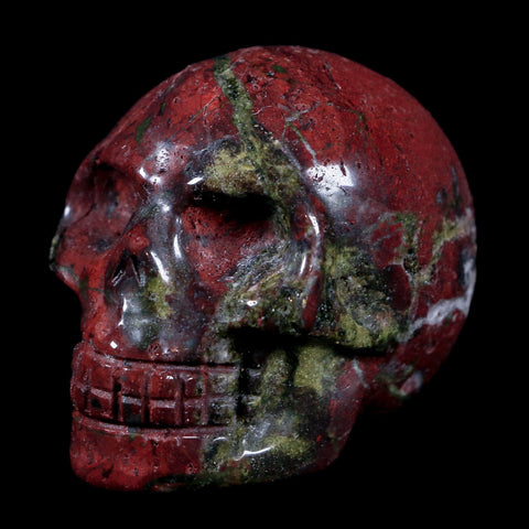 1.6" Polished Carved Skull Natural Dragon Blood Jasper Mineral Stone Western Australia - Fossil Age Minerals