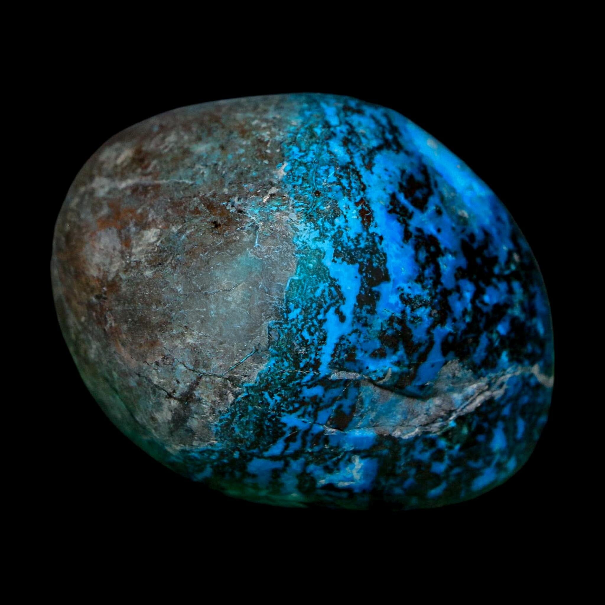 1.6" Chrysocolla Palm Stone Polished Free Form Blue And Teal Color Location Peru