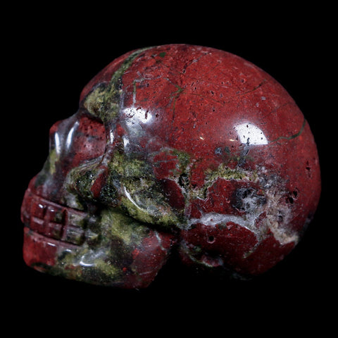 1.6" Polished Carved Skull Natural Dragon Blood Jasper Mineral Stone Western Australia - Fossil Age Minerals