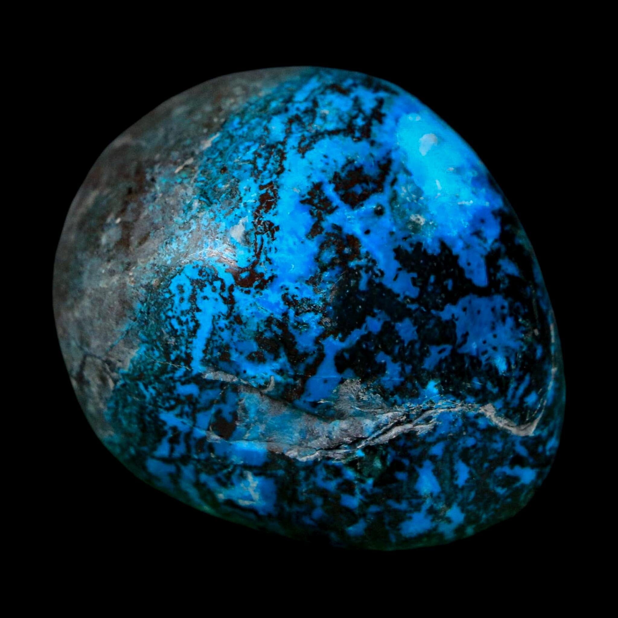 1.6" Chrysocolla Palm Stone Polished Free Form Blue And Teal Color Location Peru