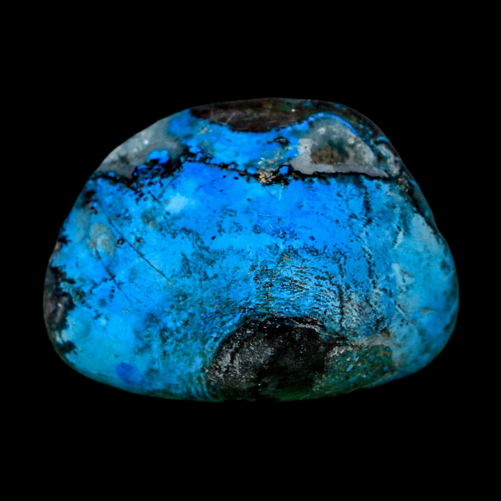1.6" Chrysocolla Palm Stone Polished Free Form Blue And Teal Color Location Peru