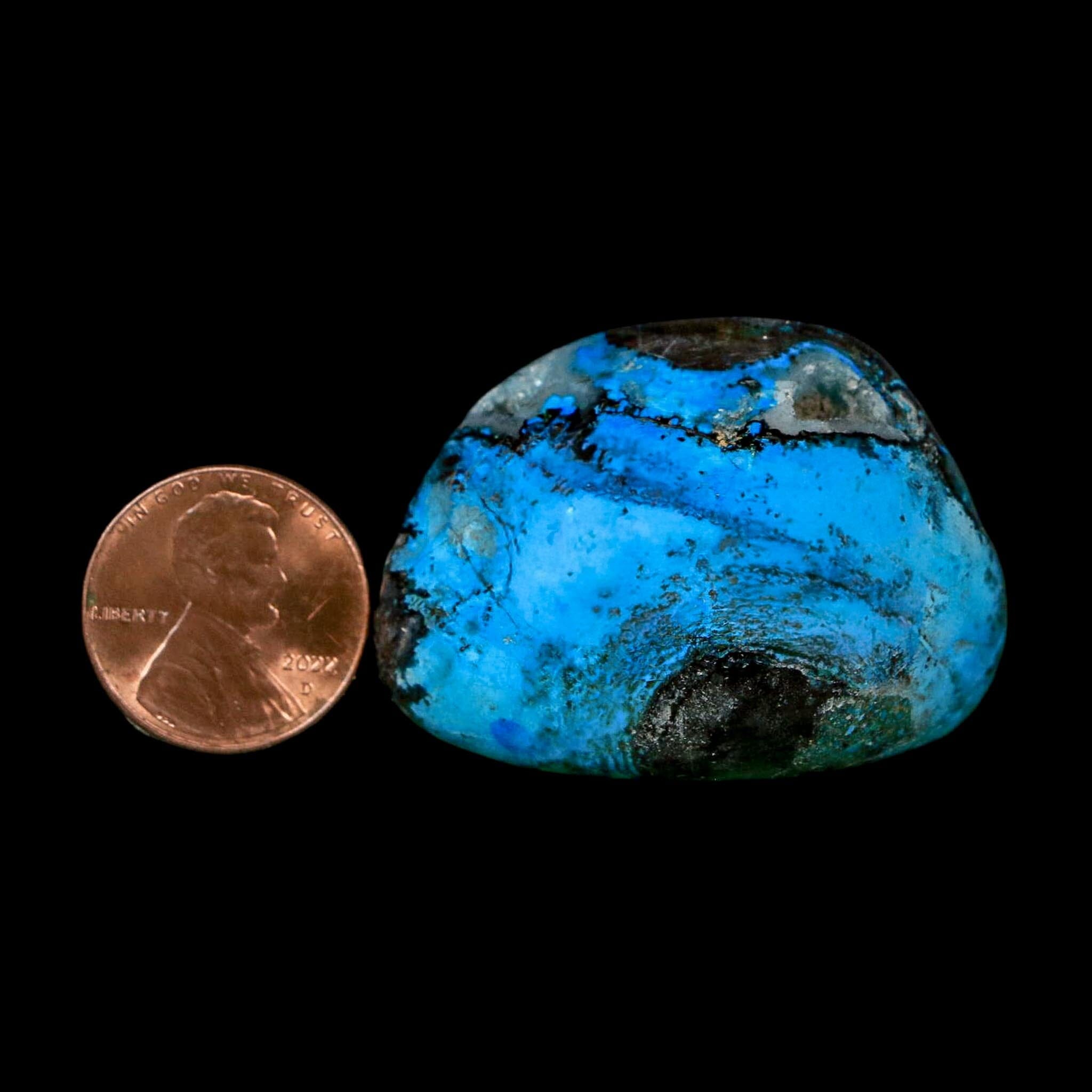 1.6" Chrysocolla Palm Stone Polished Free Form Blue And Teal Color Location Peru