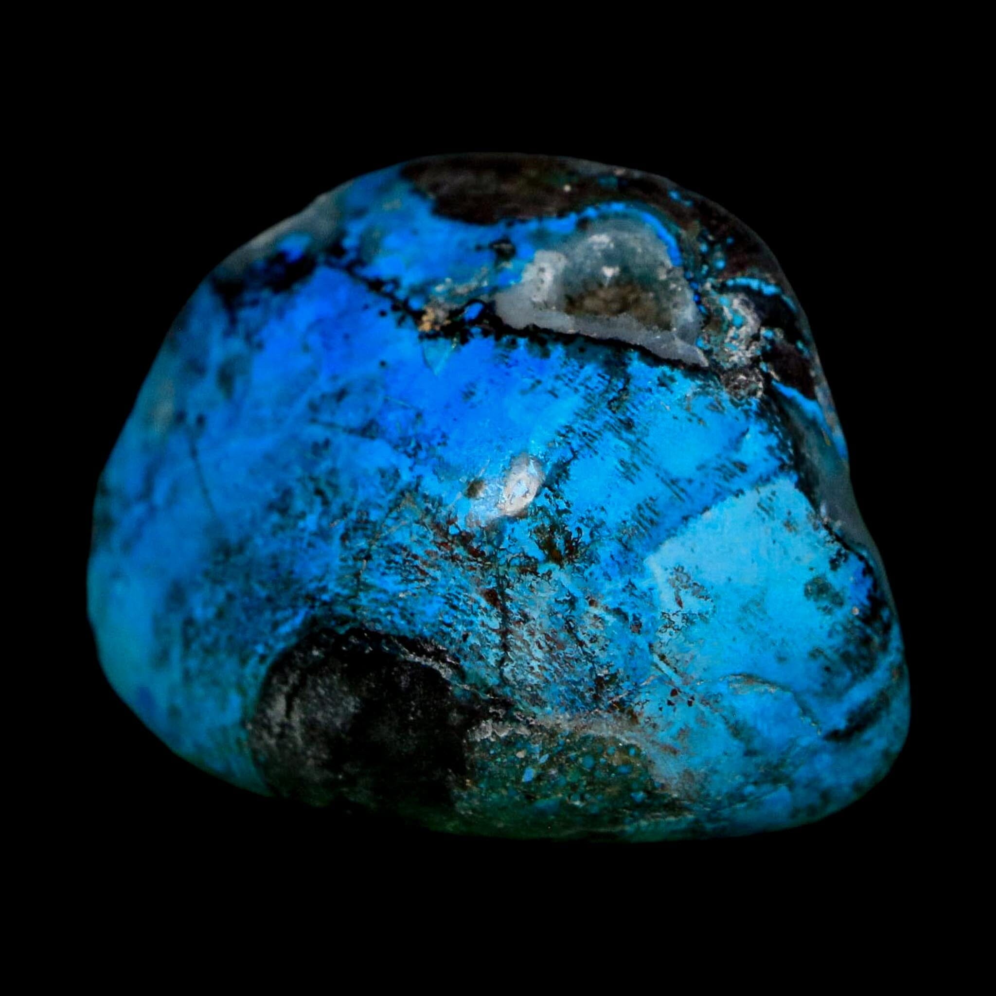 1.6" Chrysocolla Palm Stone Polished Free Form Blue And Teal Color Location Peru