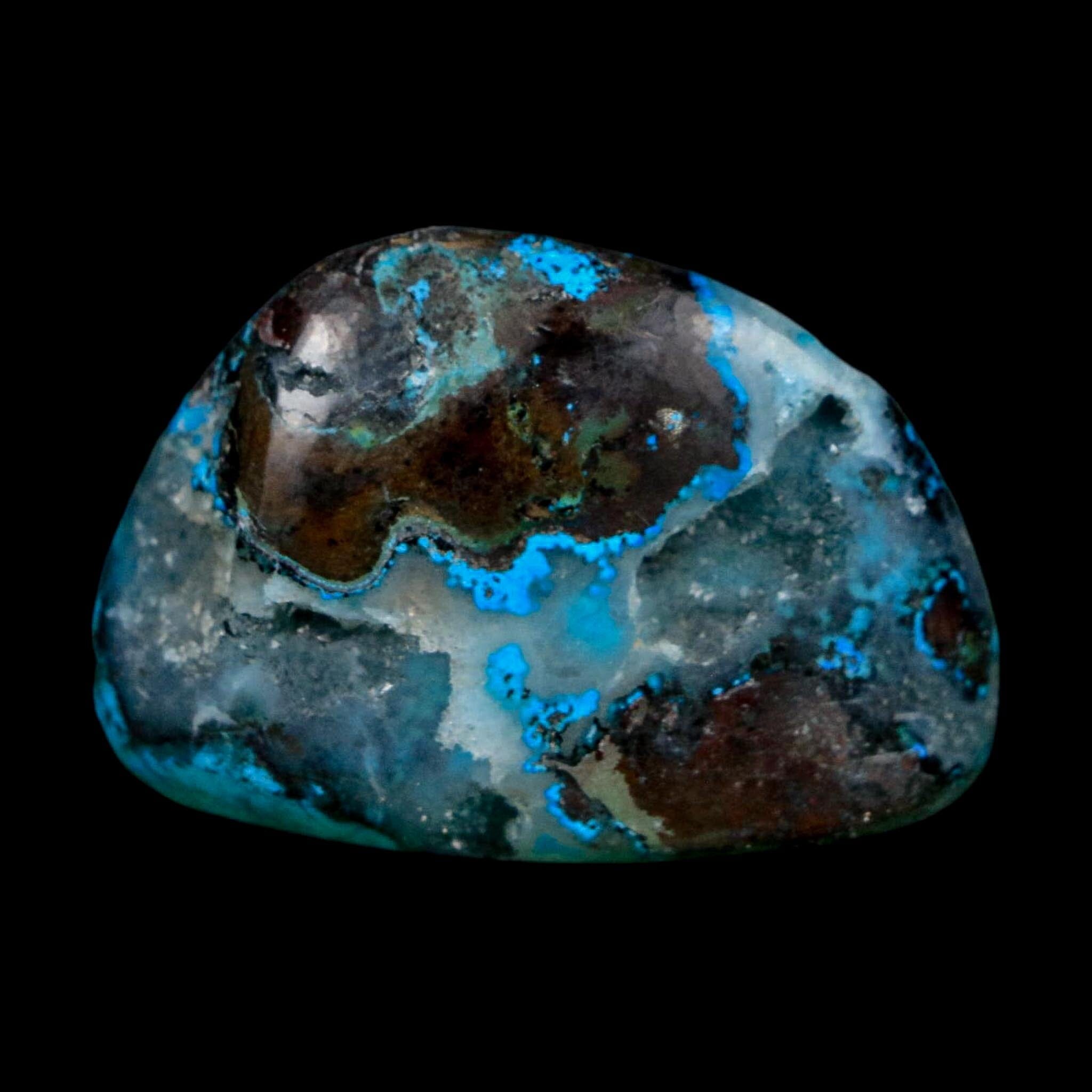1.6" Chrysocolla Palm Stone Polished Free Form Blue And Teal Color Location Peru