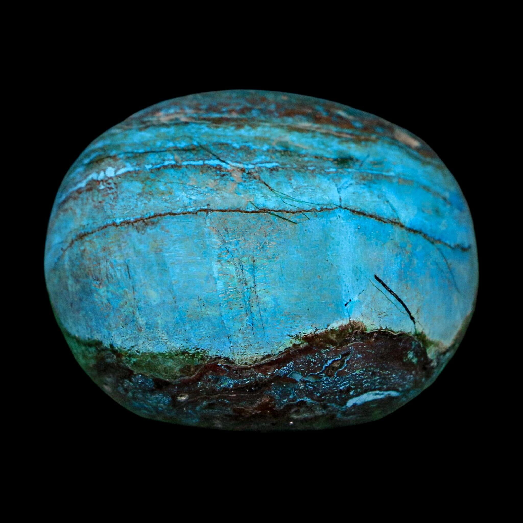 1.5" Chrysocolla Palm Stone Polished Free Form Blue And Teal Color Location Peru