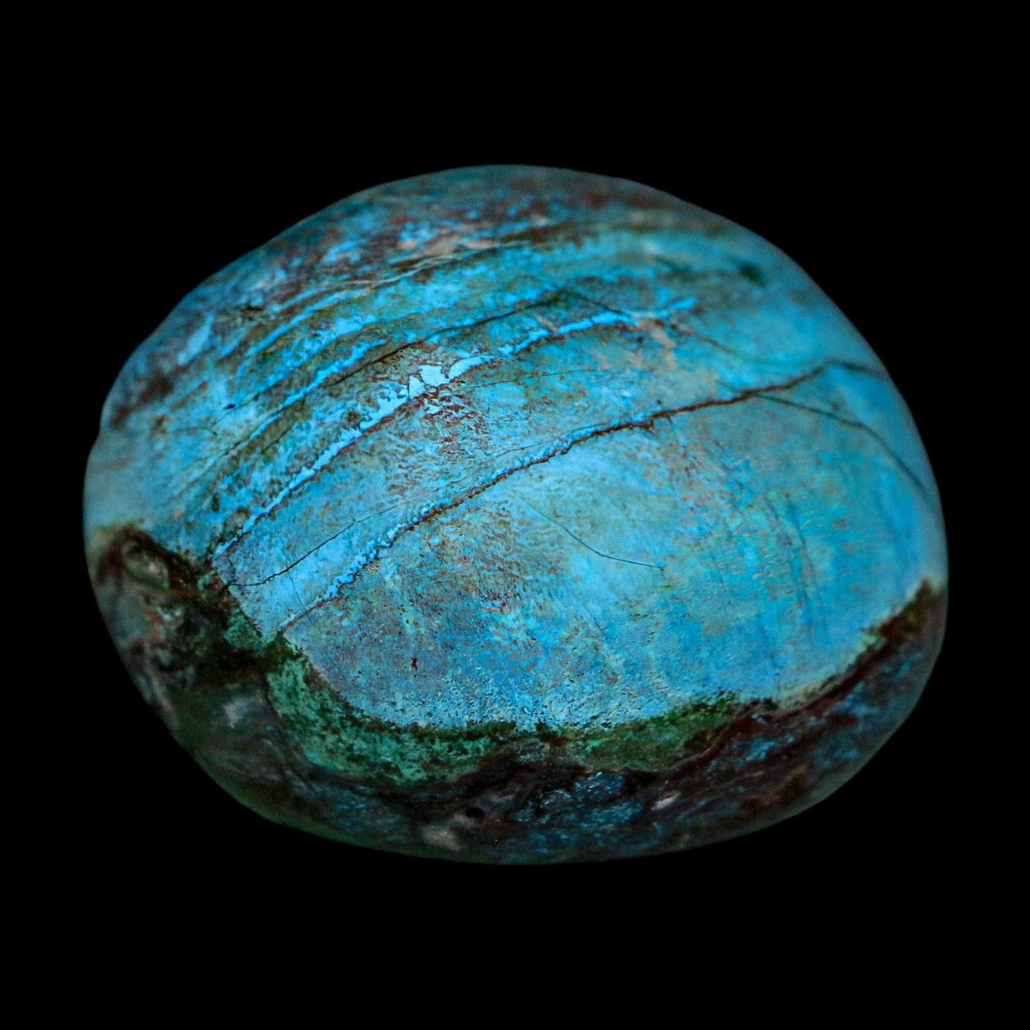 1.5" Chrysocolla Palm Stone Polished Free Form Blue And Teal Color Location Peru