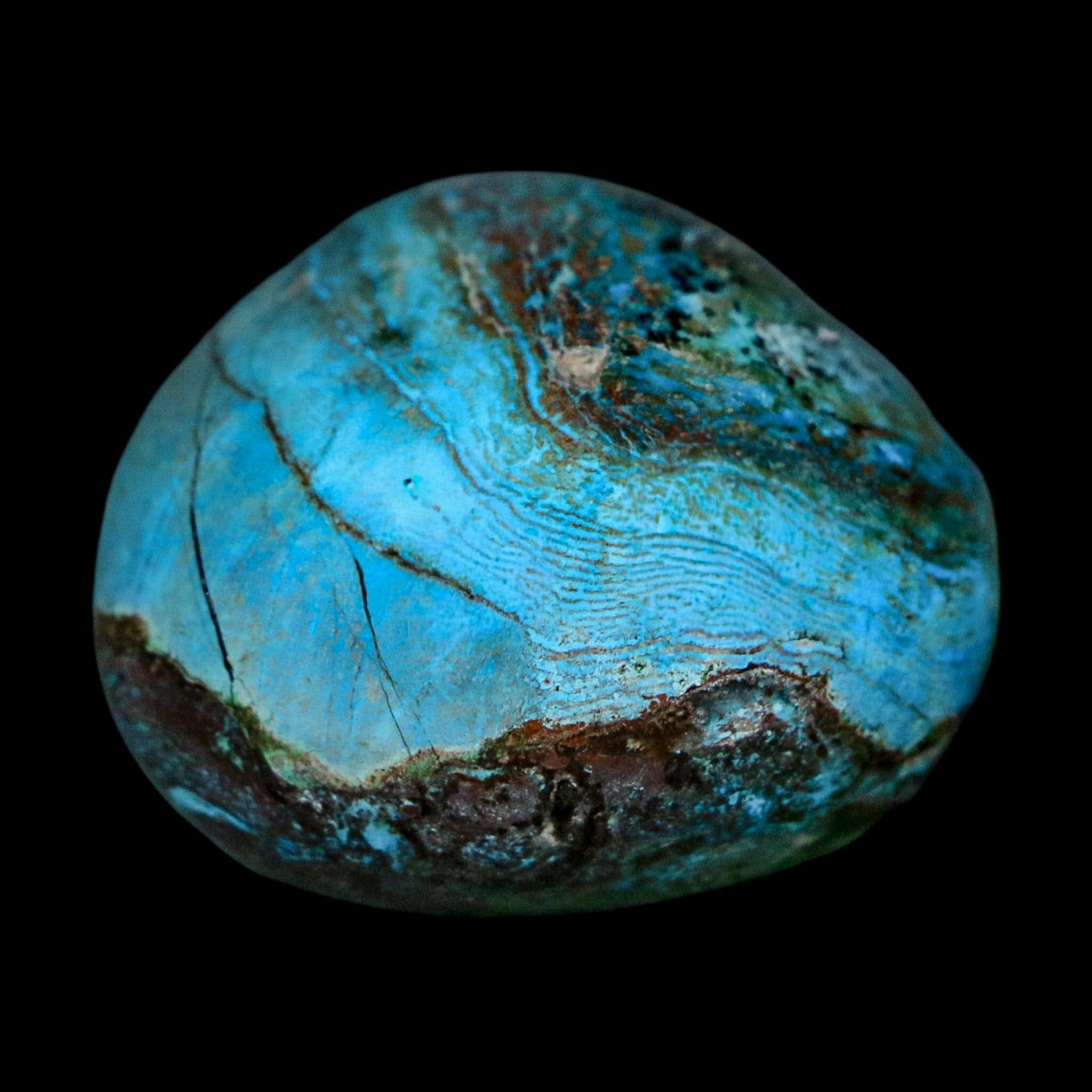 1.5" Chrysocolla Palm Stone Polished Free Form Blue And Teal Color Location Peru