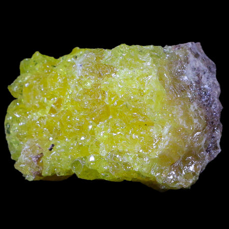 2" Rough Bright Yellow Sulfur Crystal Cluster On Matrix El Desierto Mine Bolivia