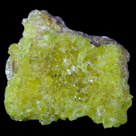 1.8" Rough Bright Yellow Sulfur Crystal Cluster On Matrix El Desierto Mine Bolivia - Fossil Age Minerals
