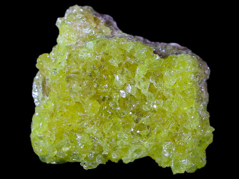 1.8" Rough Bright Yellow Sulfur Crystal Cluster On Matrix El Desierto Mine Bolivia - Fossil Age Minerals