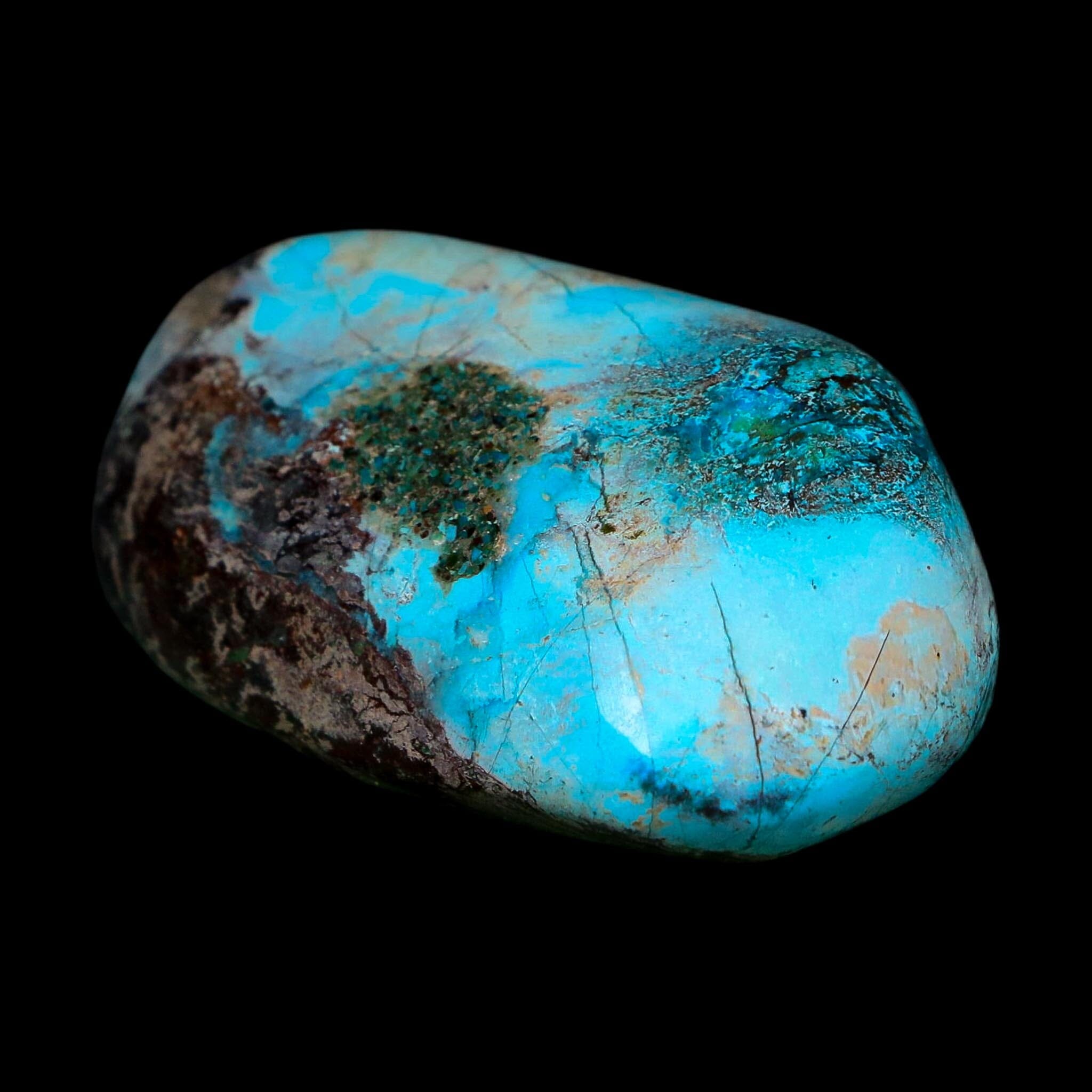 2.4" Chrysocolla Palm Stone Polished Free Form Blue And Teal Color Location Peru