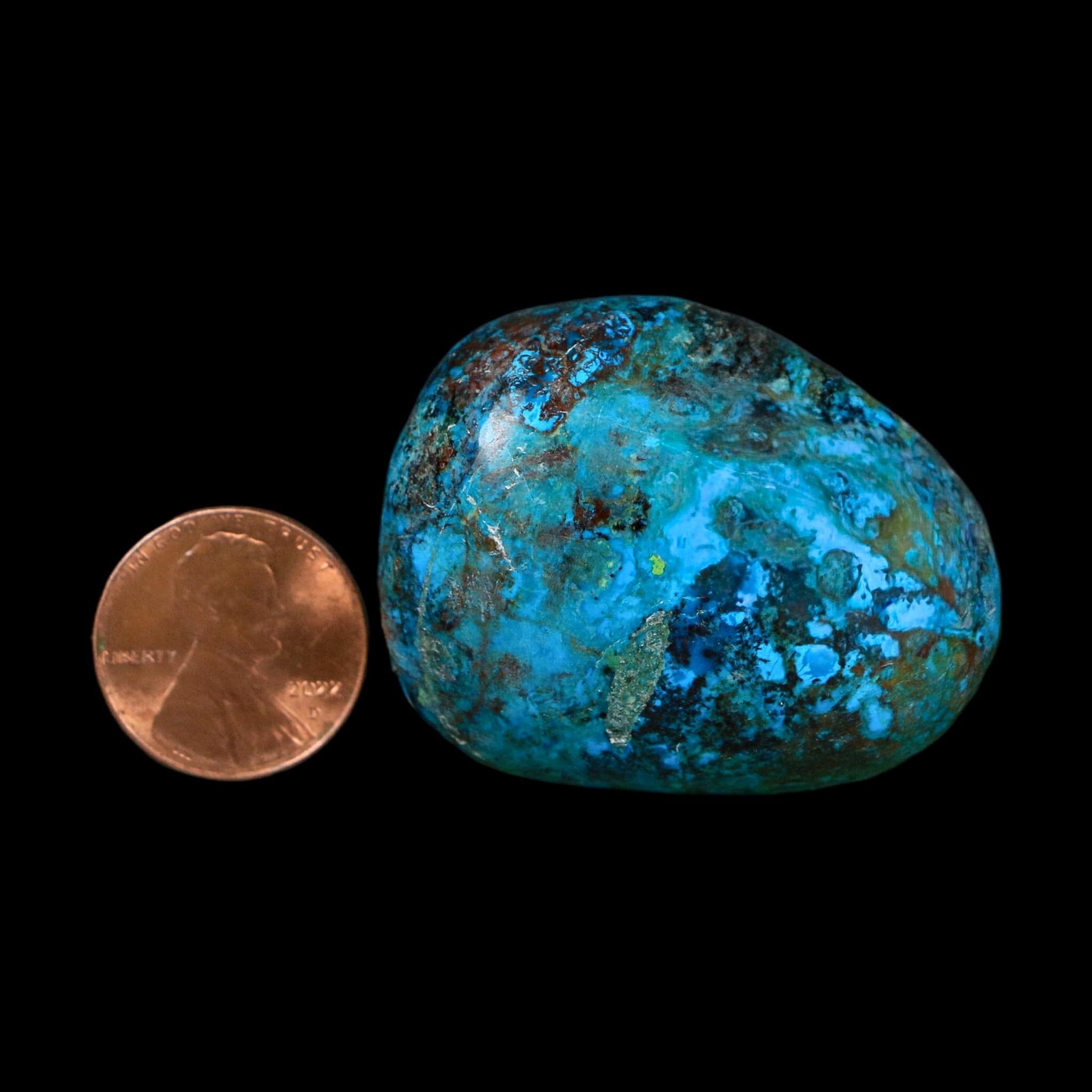 1.7" Chrysocolla Palm Stone Polished Free Form Blue And Teal Color Location Peru