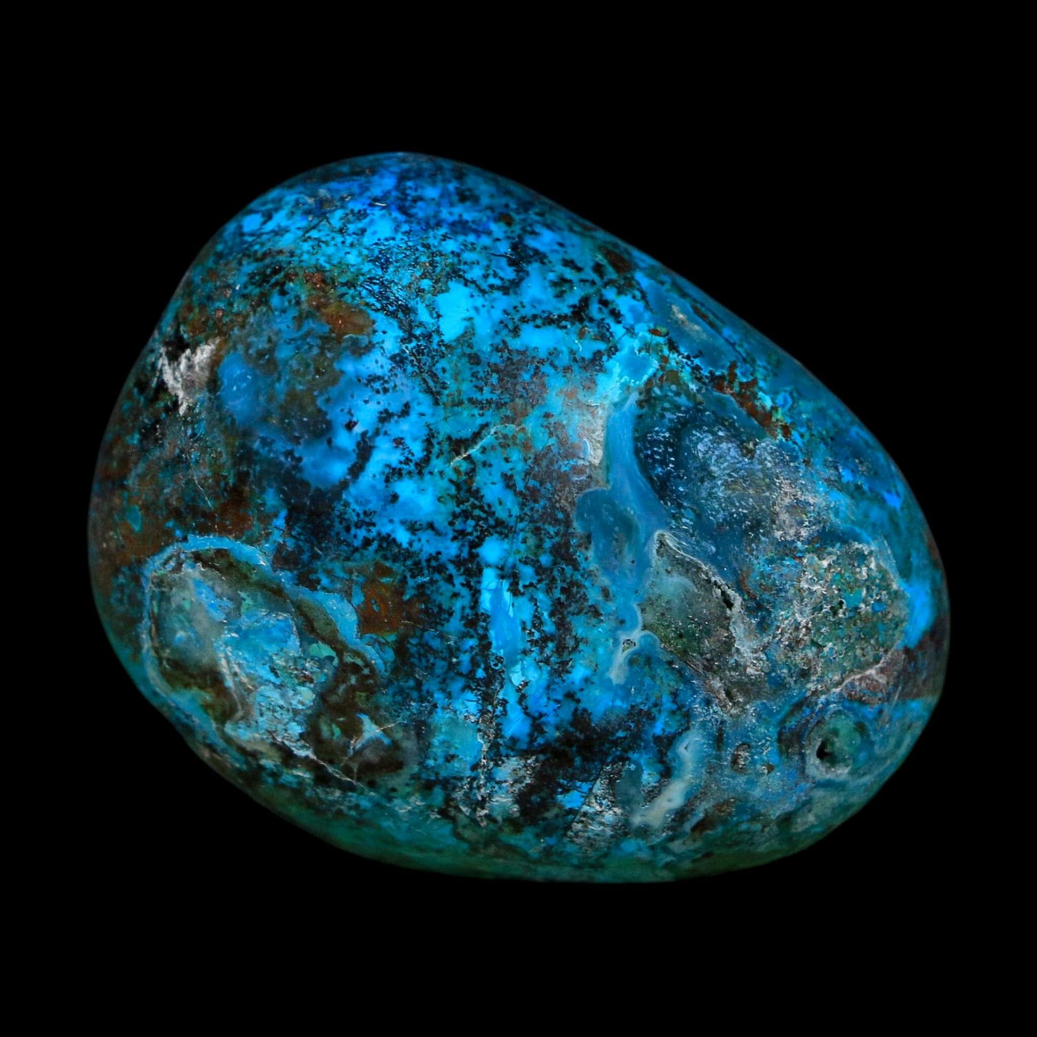 1.7" Chrysocolla Palm Stone Polished Free Form Blue And Teal Color Location Peru