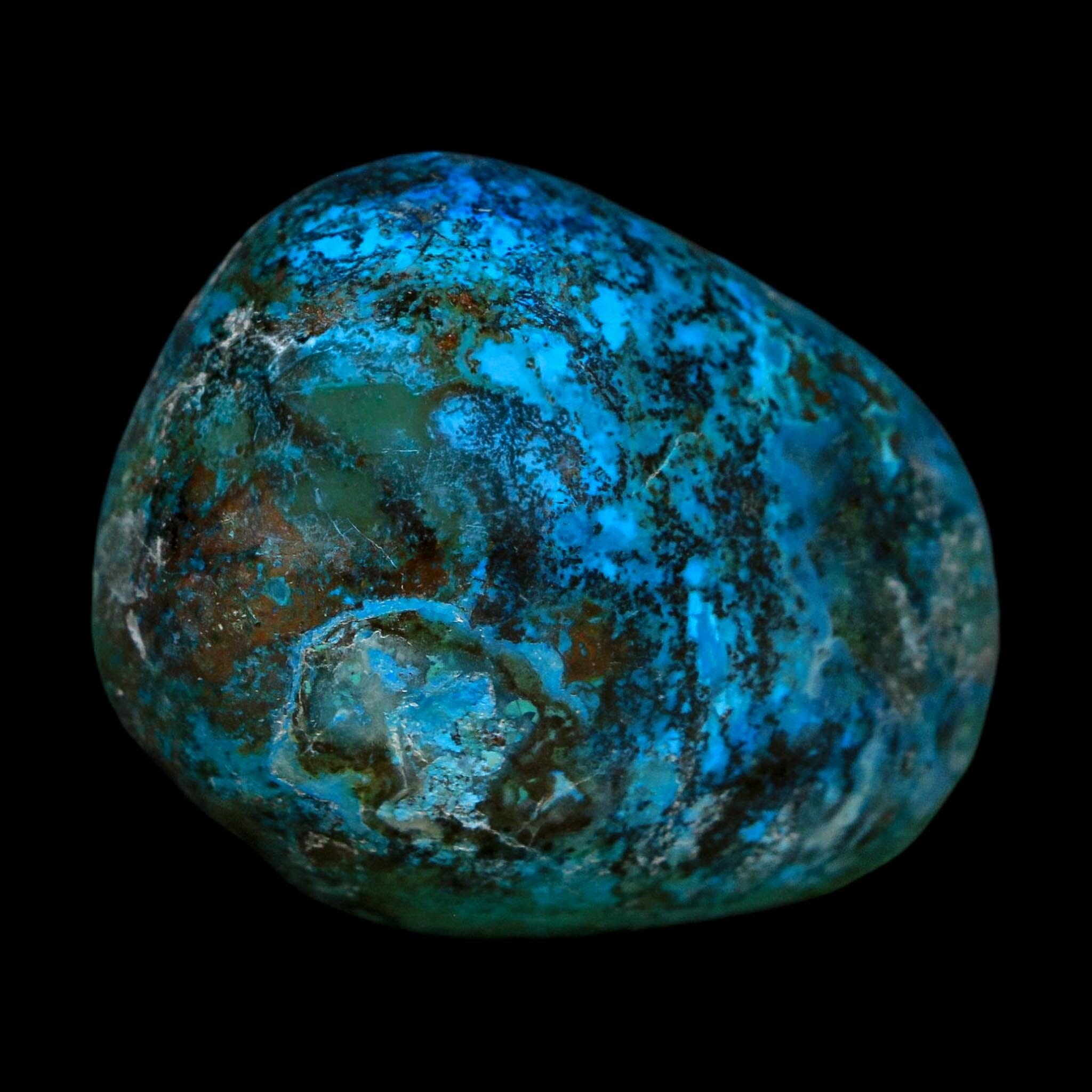 1.7" Chrysocolla Palm Stone Polished Free Form Blue And Teal Color Location Peru