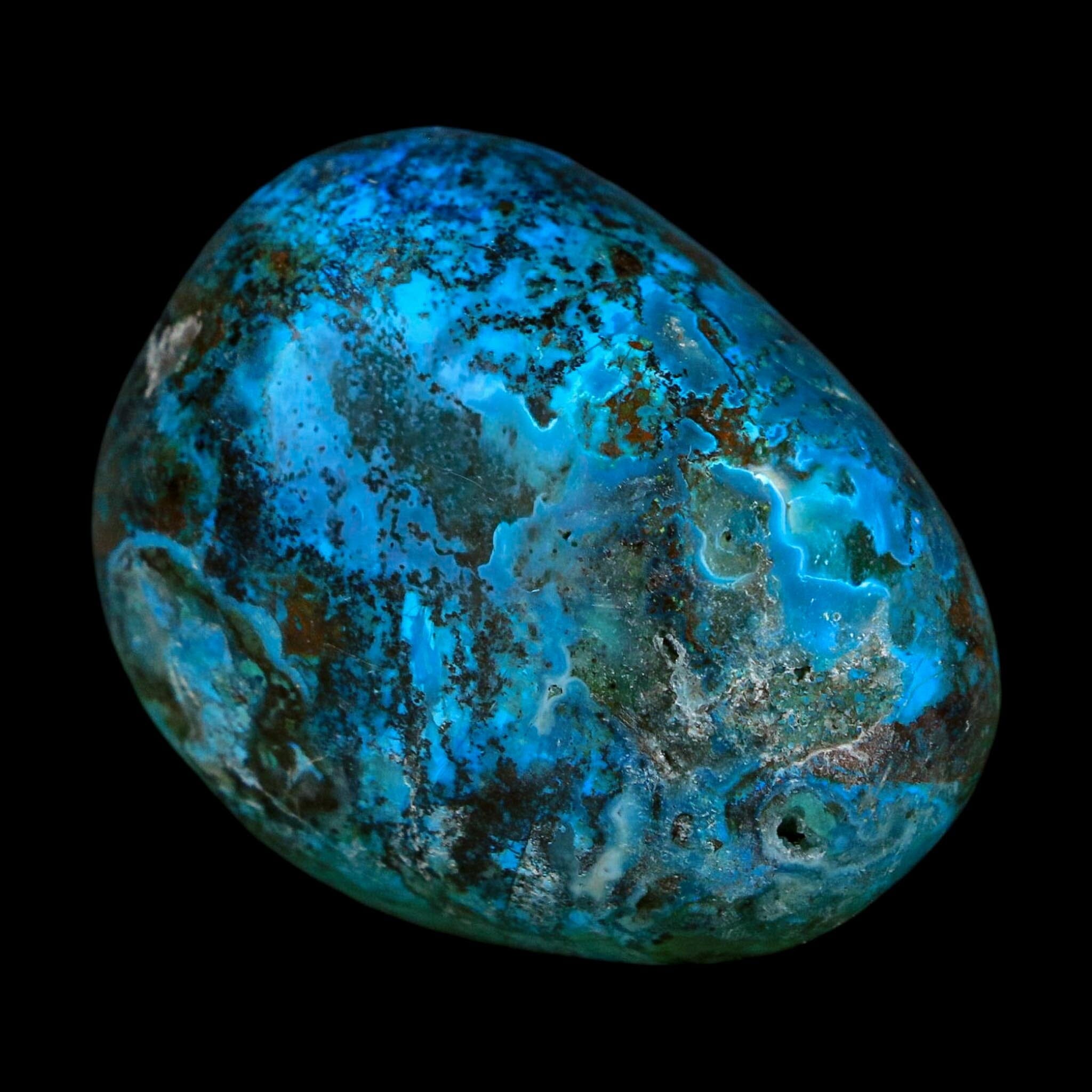 1.7" Chrysocolla Palm Stone Polished Free Form Blue And Teal Color Location Peru