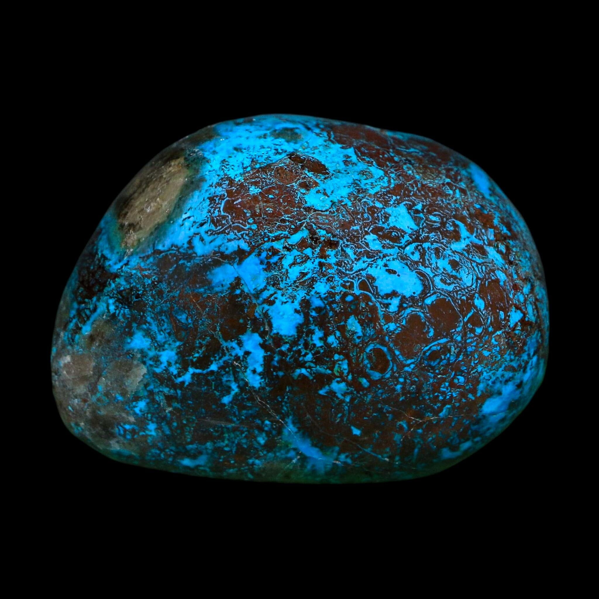 1.7" Chrysocolla Palm Stone Polished Free Form Blue And Teal Color Location Peru