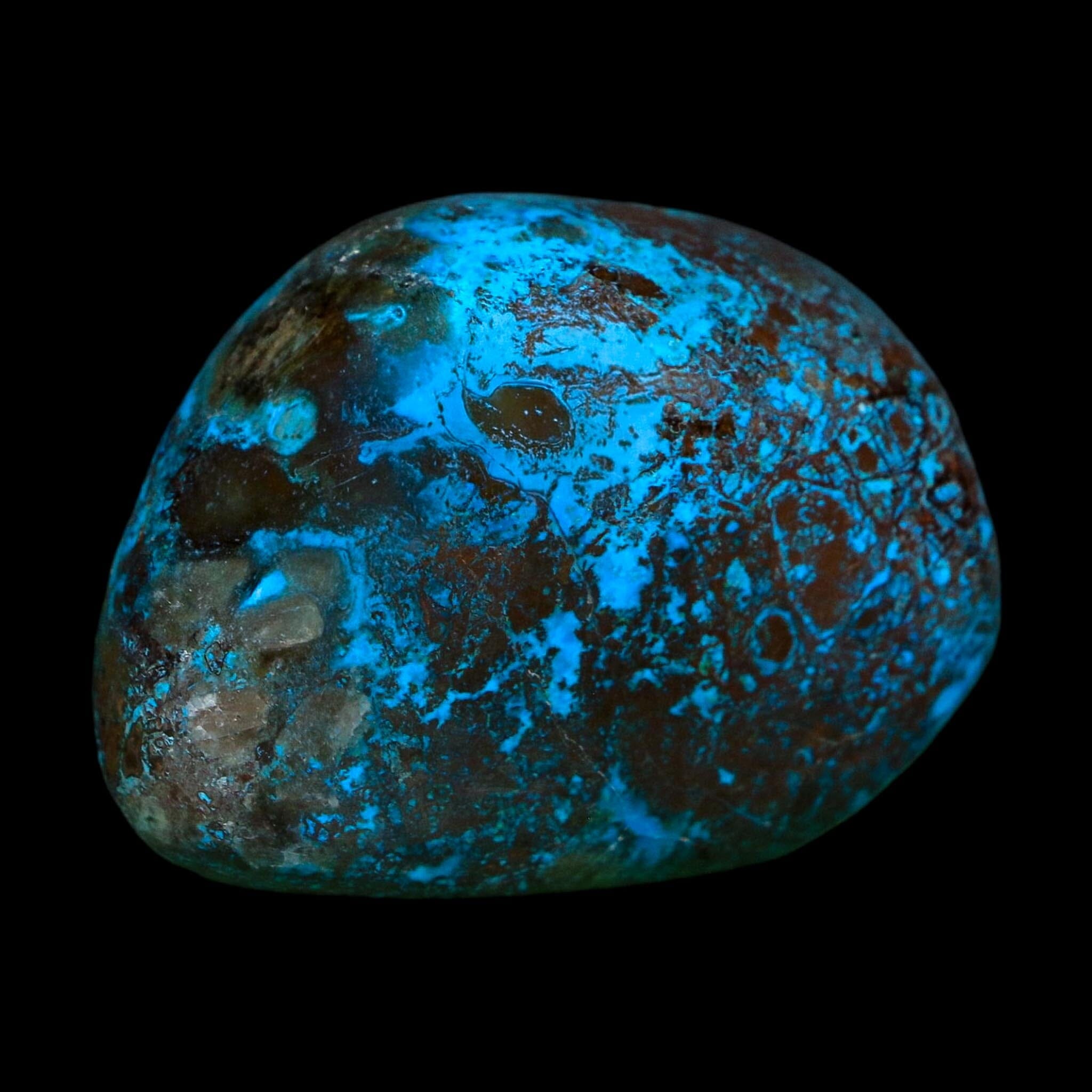1.7" Chrysocolla Palm Stone Polished Free Form Blue And Teal Color Location Peru