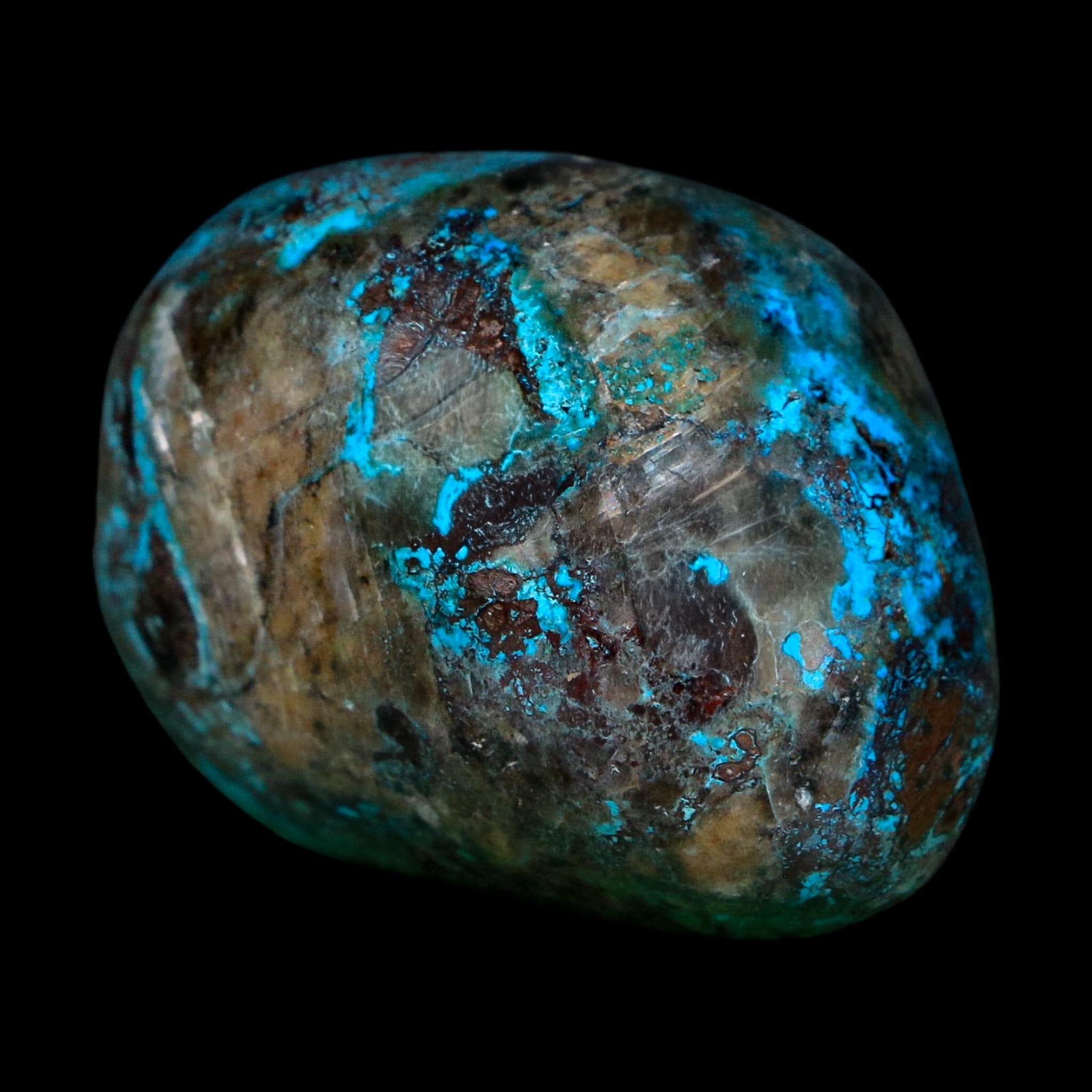 1.7" Chrysocolla Palm Stone Polished Free Form Blue And Teal Color Location Peru