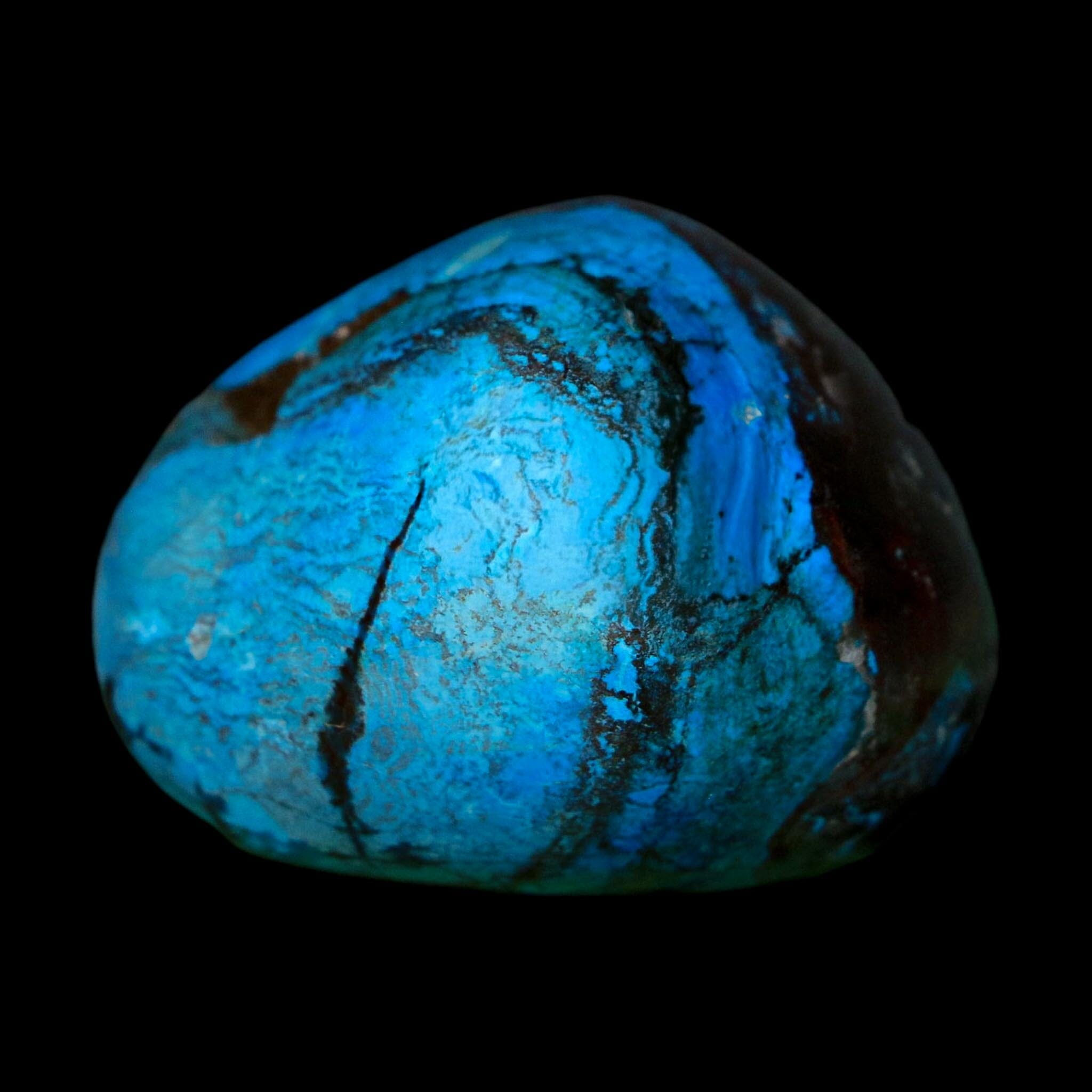 1.5" Chrysocolla Palm Stone Polished Free Form Blue And Teal Color Location Peru