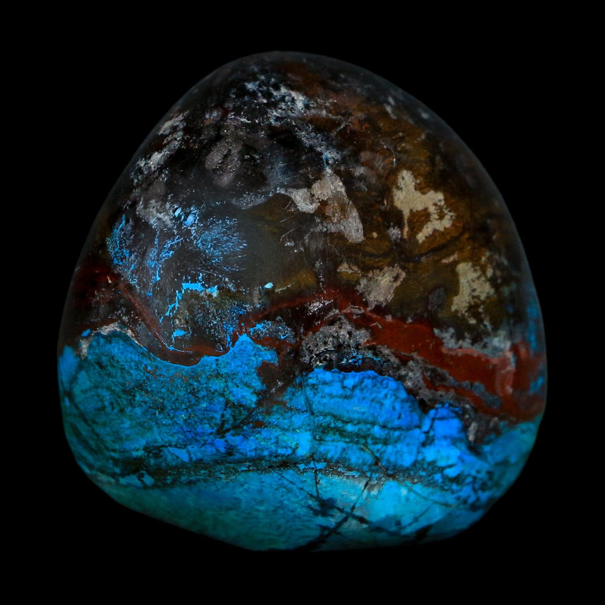 1.5" Chrysocolla Palm Stone Polished Free Form Blue And Teal Color Location Peru
