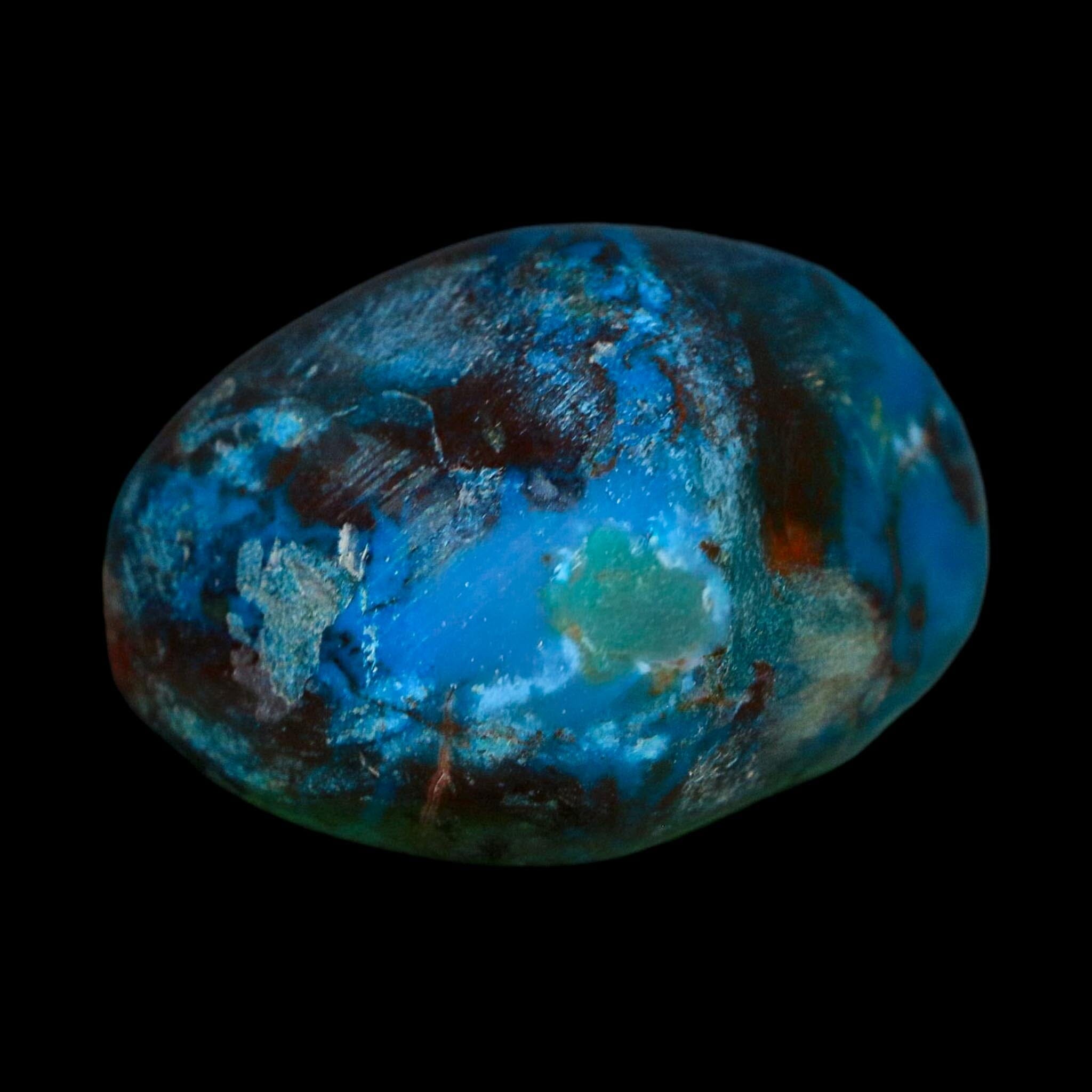 2" Chrysocolla Palm Stone Polished Free Form Blue And Teal Color Location Peru