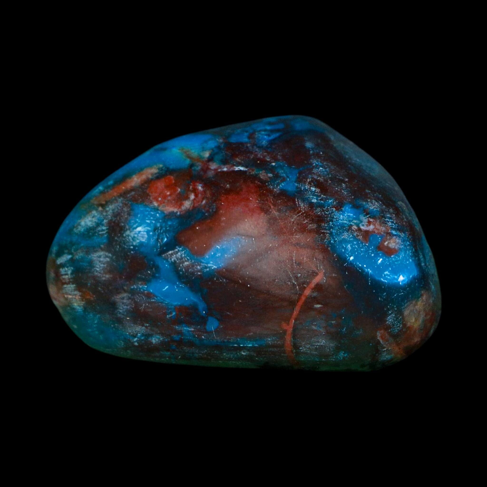 2" Chrysocolla Palm Stone Polished Free Form Blue And Teal Color Location Peru